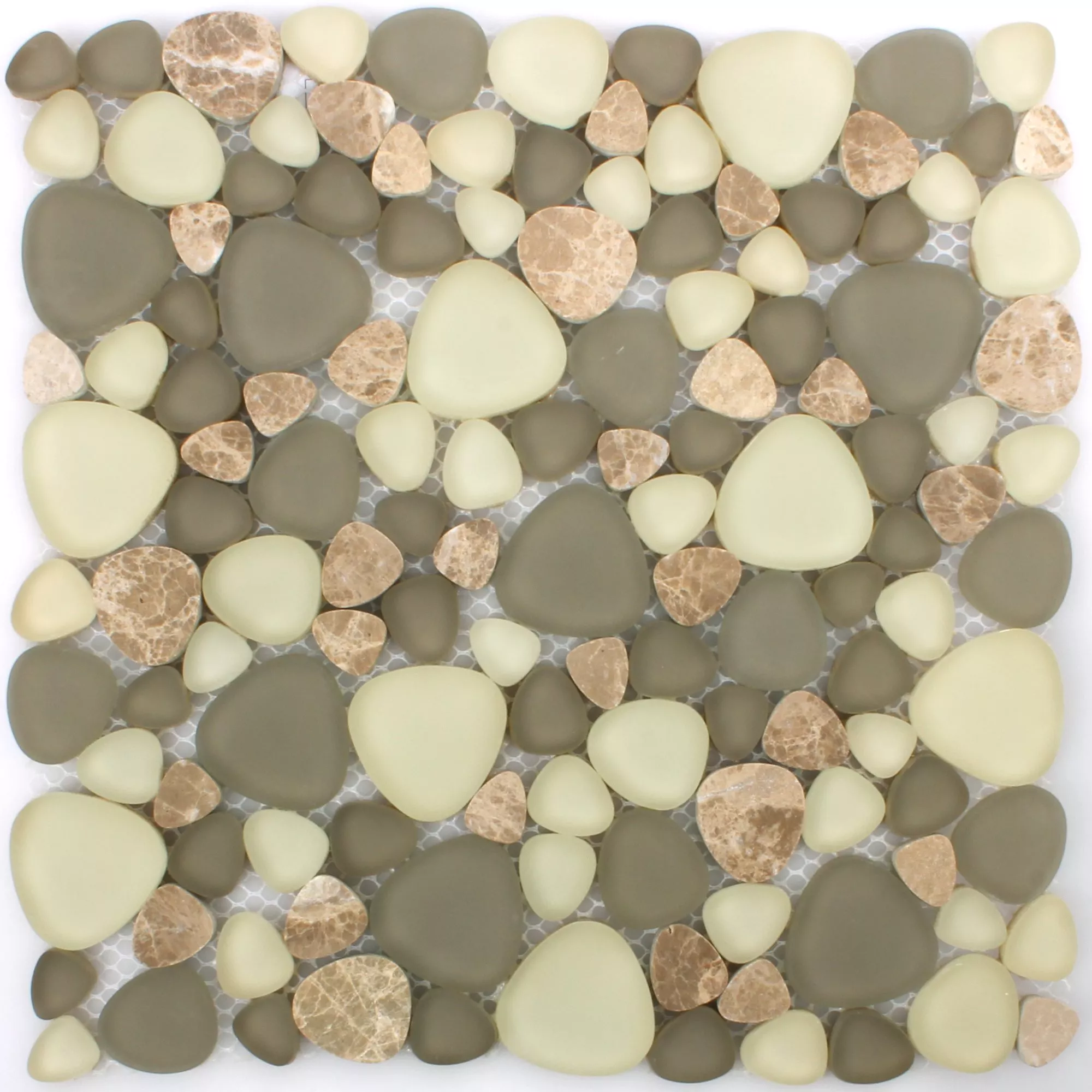 Muestra Cristal Mosaico De Piedra Natural Azulejos Kiew Marrón Beige