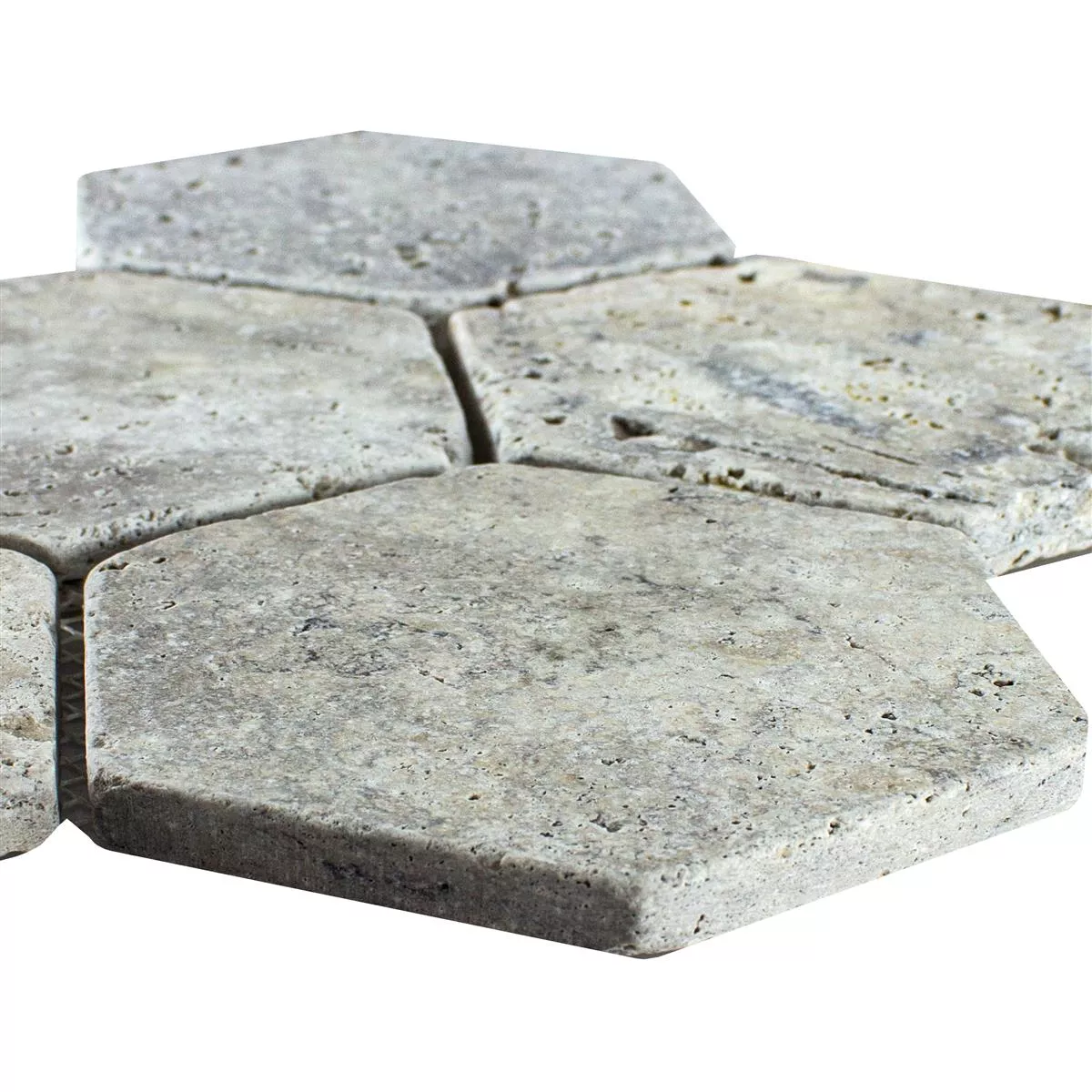 Travertino Piedra Natural Azulejos De Mosaico Mercado Hexagonales Plateado Travertino Piedra Natural Azulejos De Mosaico Mercado Hexagonales Plateado
