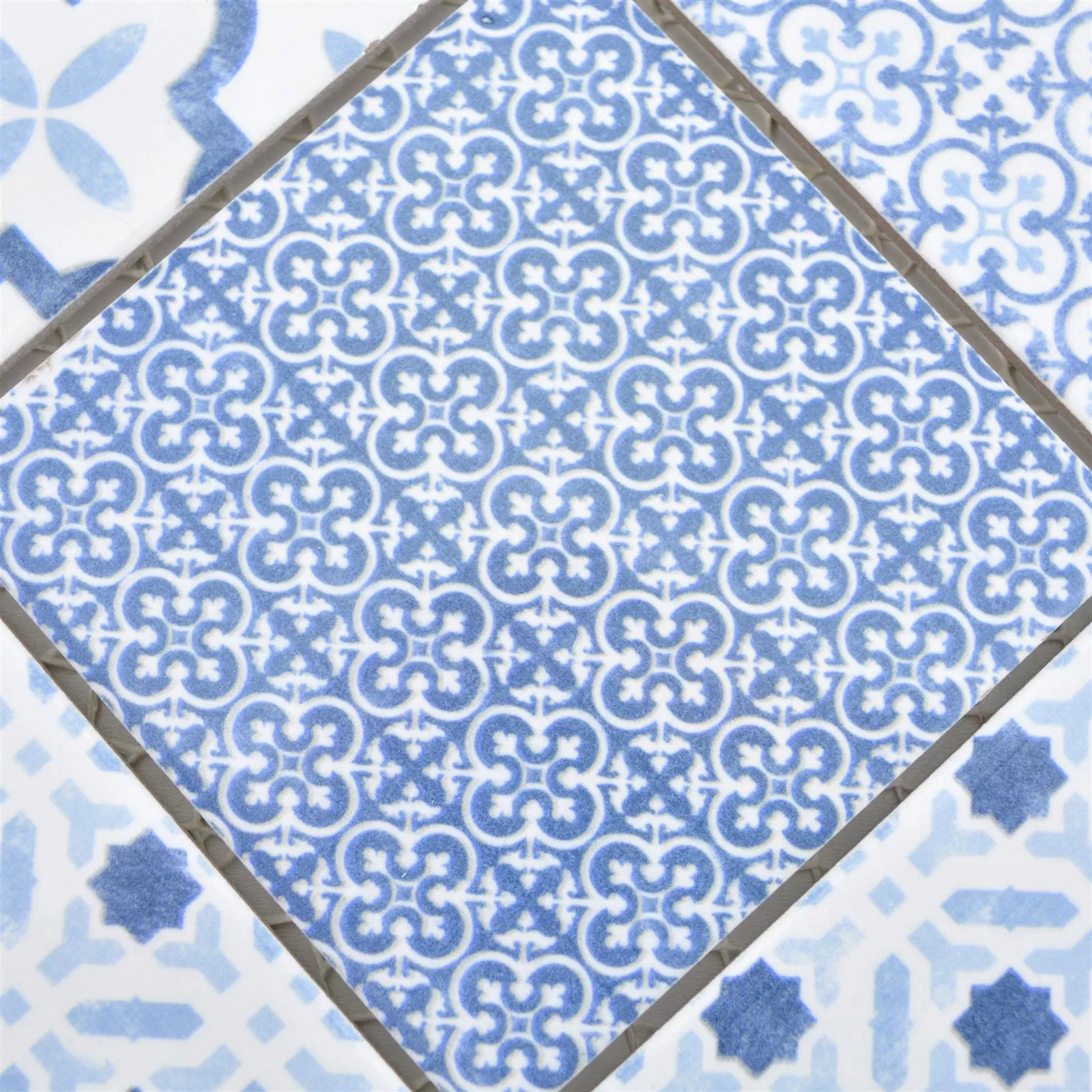 Muestra Cerámica Azulejos De Mosaico Romantica Retro Blue