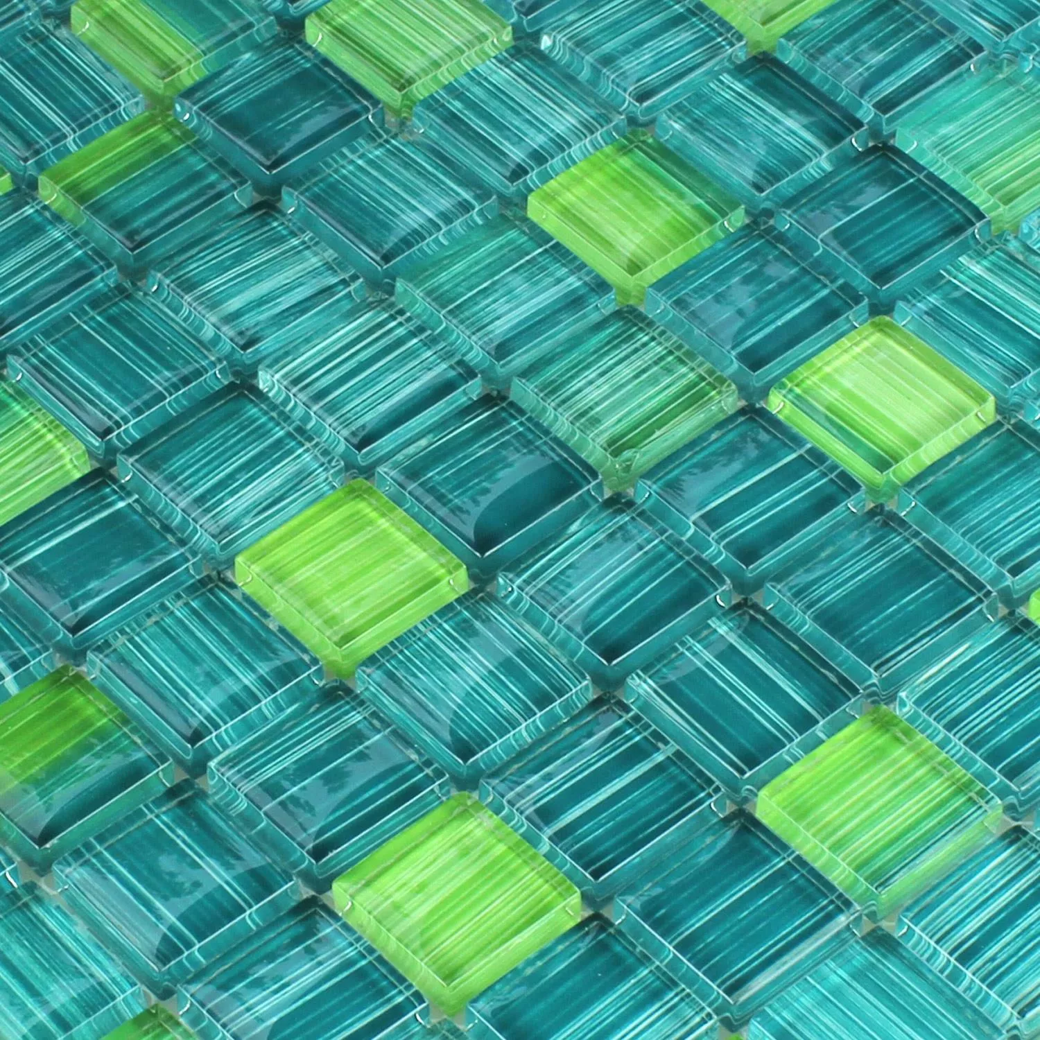 Azulejos De Mosaico Cristal Verde Rayado
