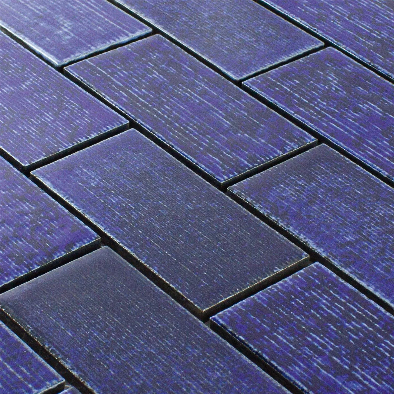 Muestra Cerámica Azulejos De Mosaico Bangor Brillante Azul Rectángulo