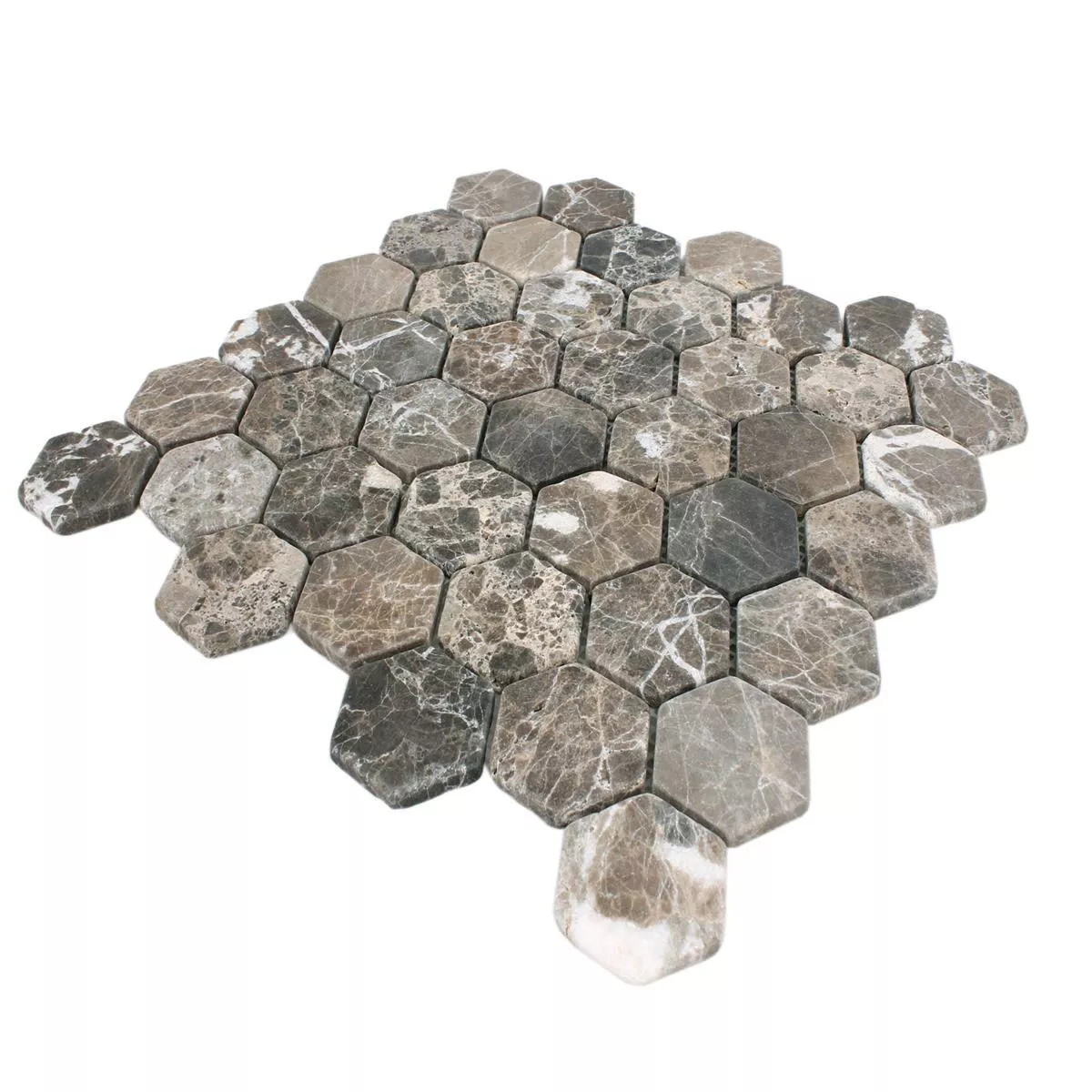 Muestra Azulejos De Mosaico Mármol Tarsus Hexagonales Emprador
