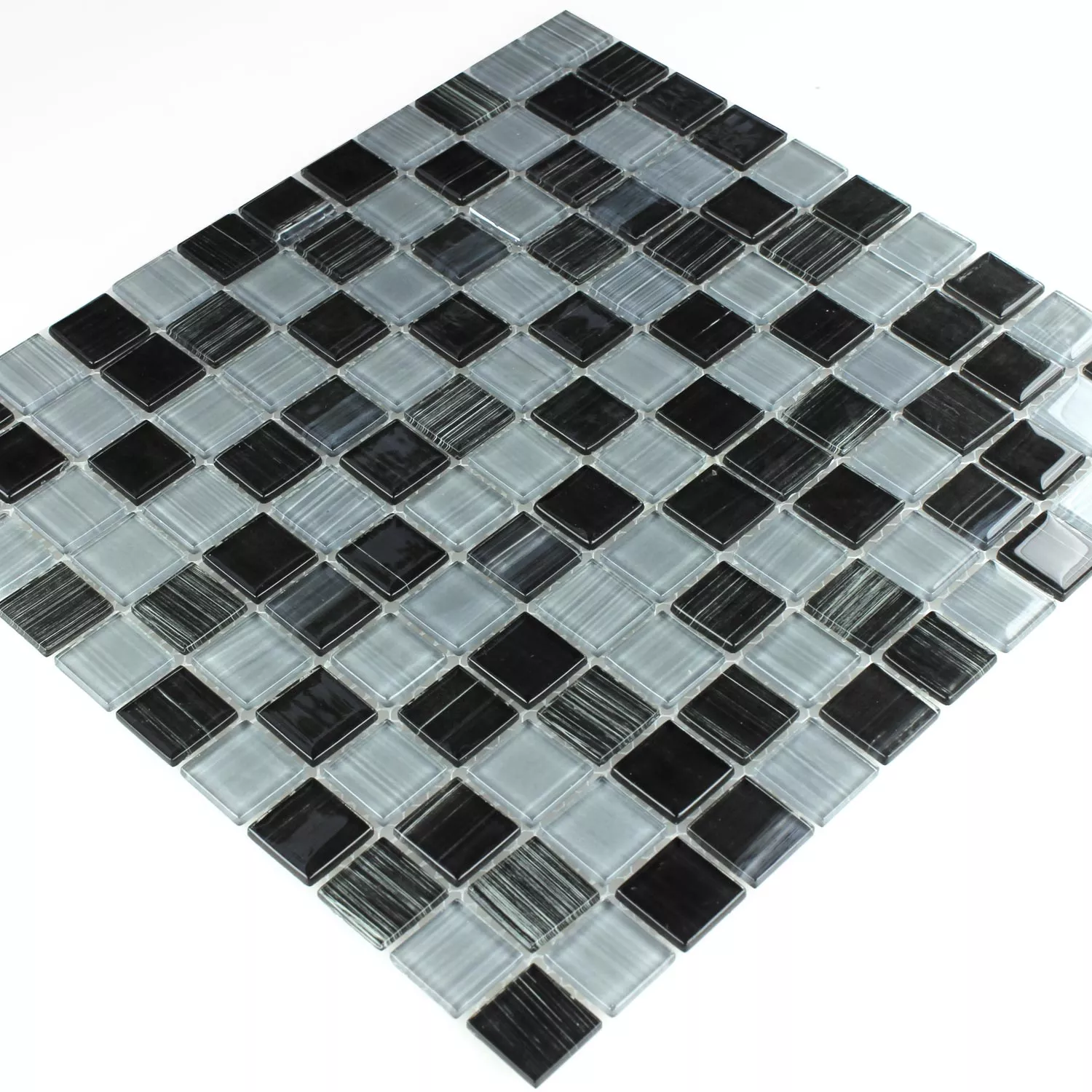 Mosaico De Cristal Azulejos Raya Negro Blanco 25x25x4mm