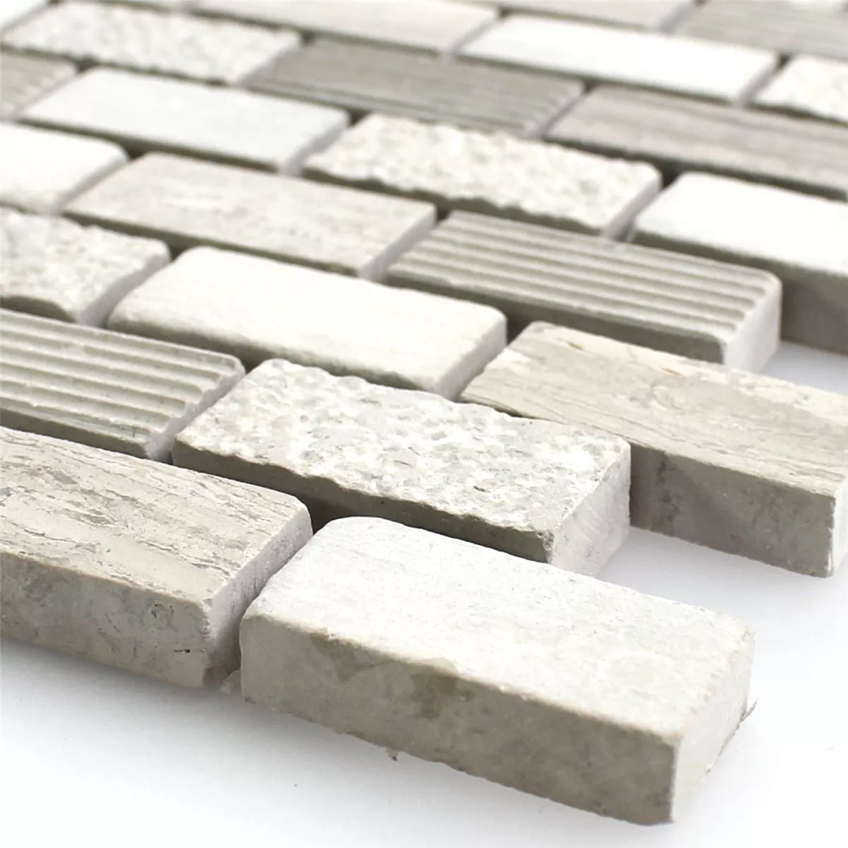 Azulejos De Mosaico Piedra Natural Macciato Beige Brown 15x30x8mm