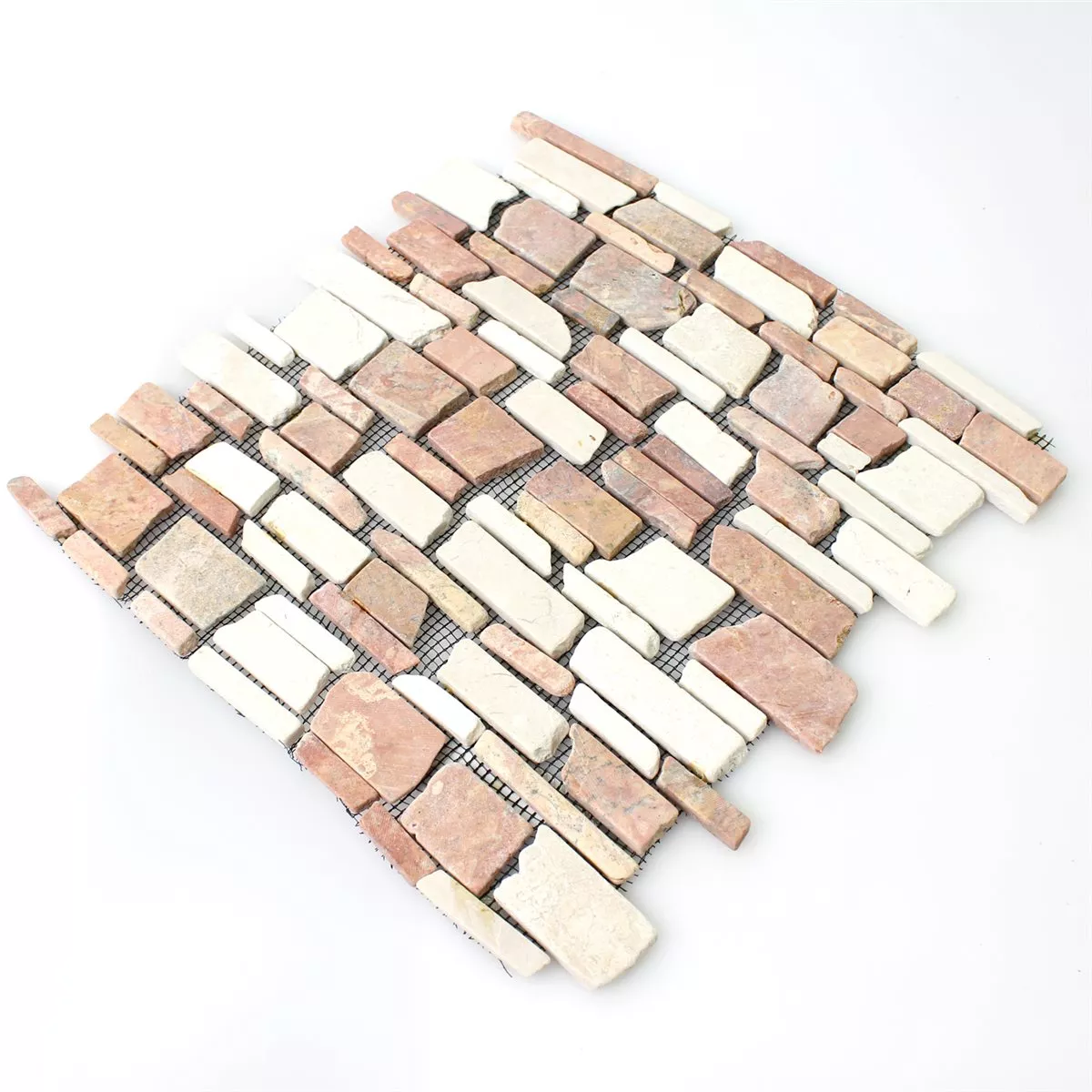 Muestra Azulejos De Mosaico Mármol Piedra Natural Brick Biancone Rosso