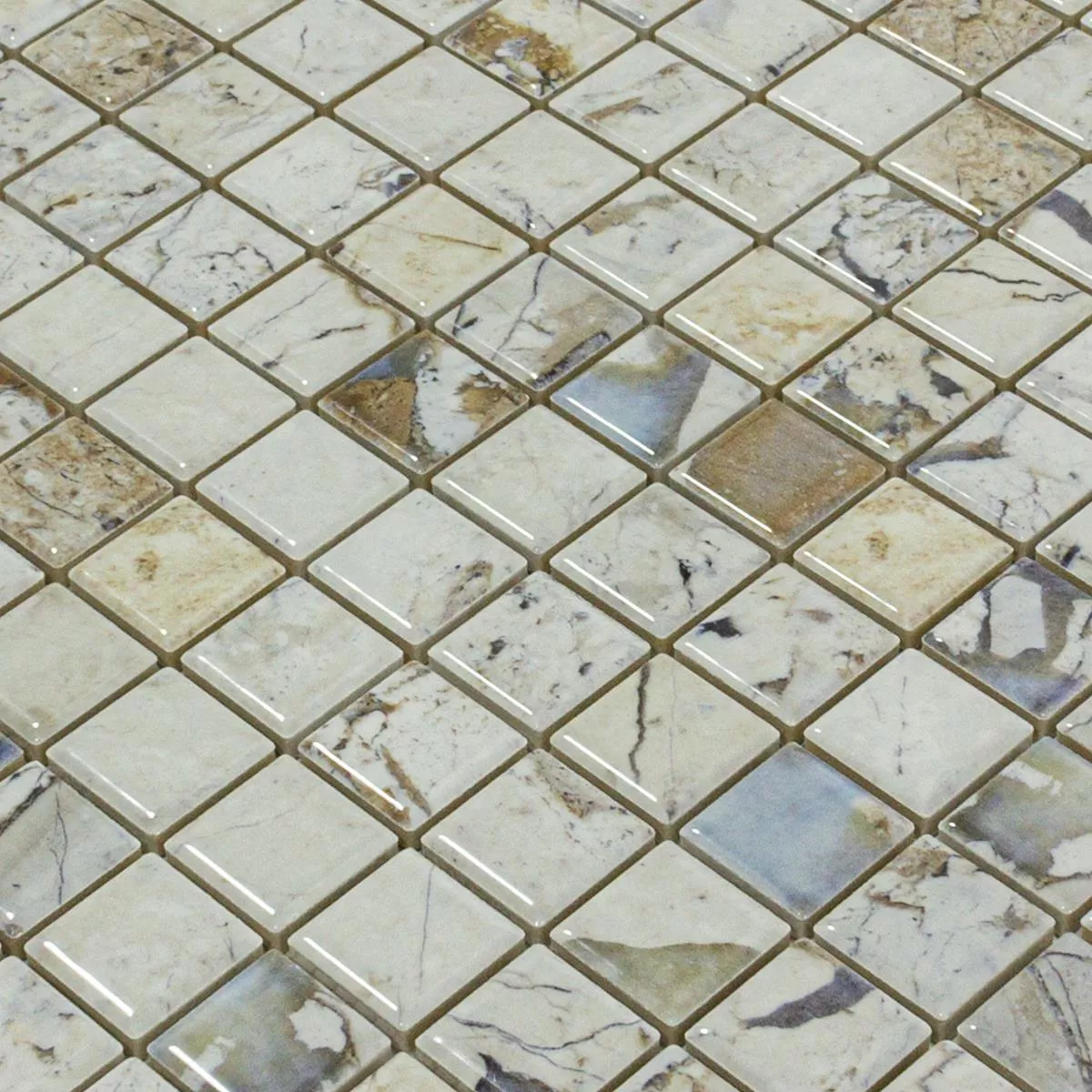 Mosaico Cerámico Azulejos Elysium Aspecto De Mármol Beige 23