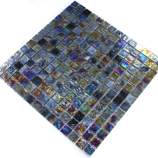 Muestra Azulejos De Mosaico Cristal Efecto Petrol Black