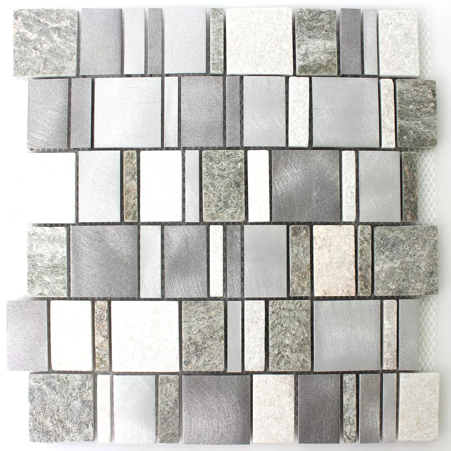 Azulejos De Mosaico Piedra Natural Metal Plateado