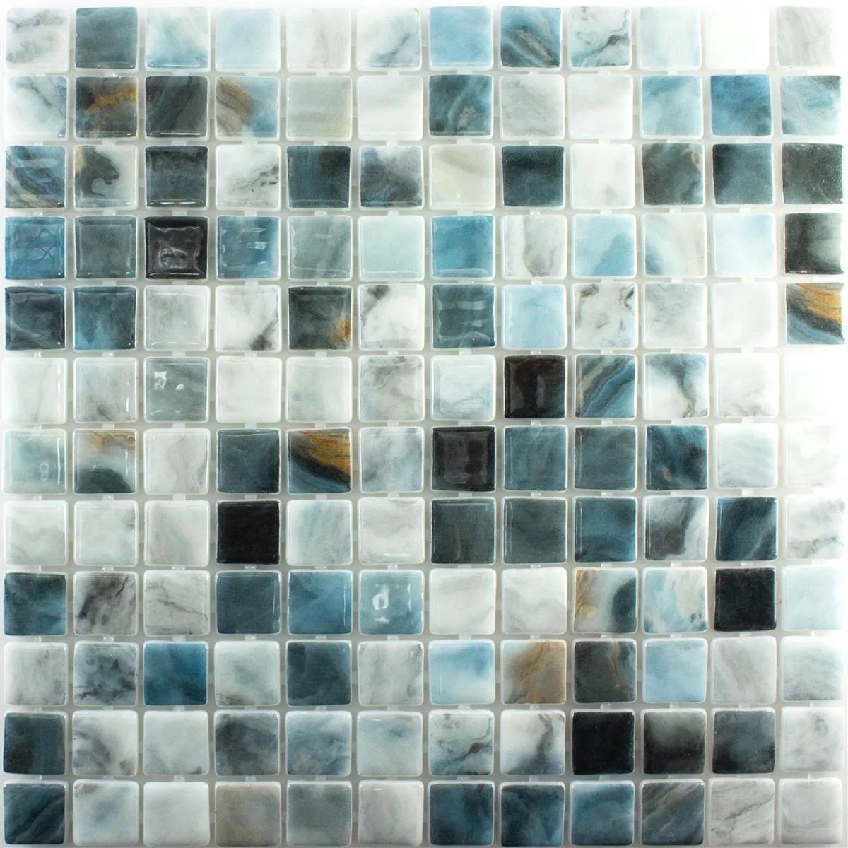 Vidrio Piscina Mosaico Baltic Azul Gris 25x25mm