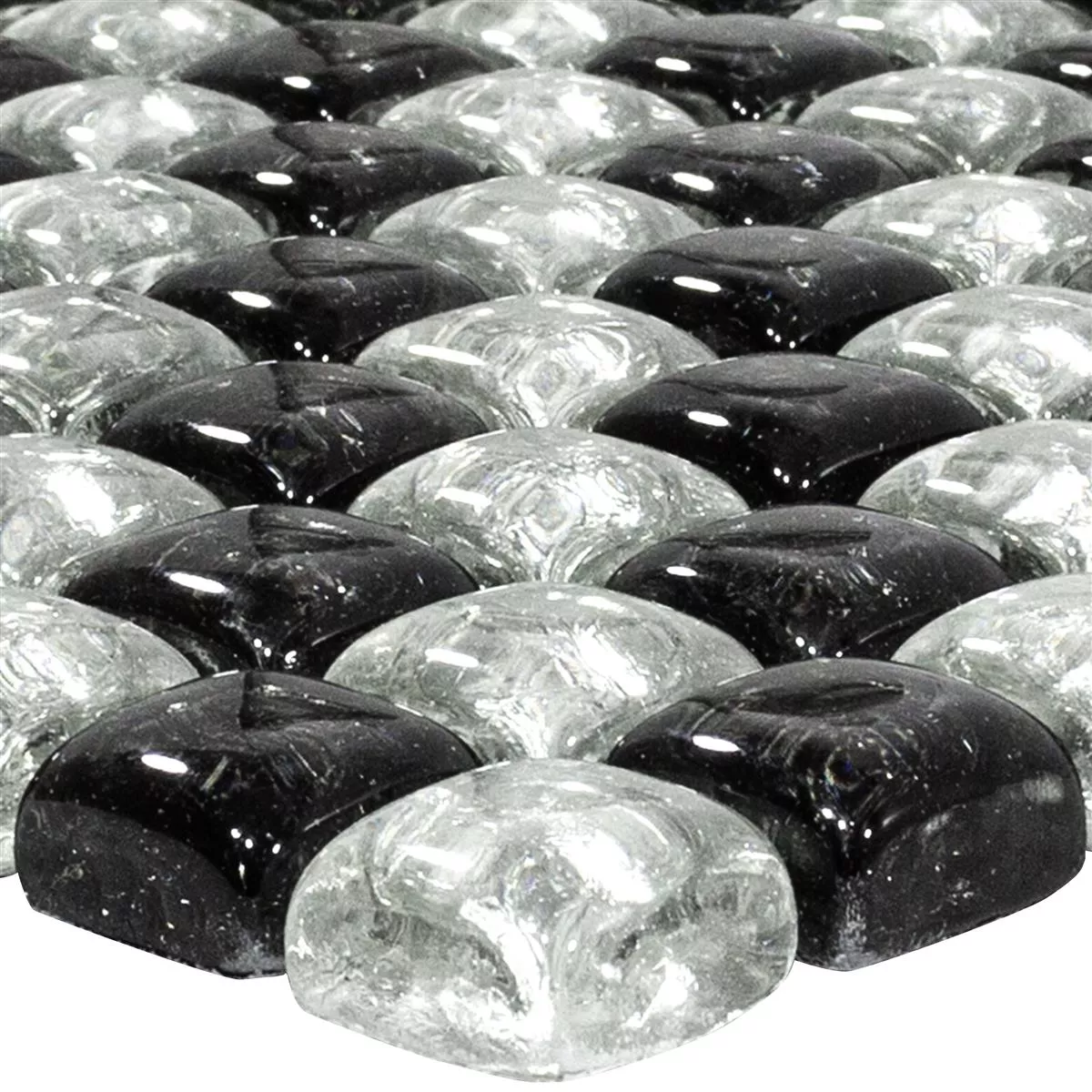 Mosaico de Cristal Azulejos Avola Negro Blanco