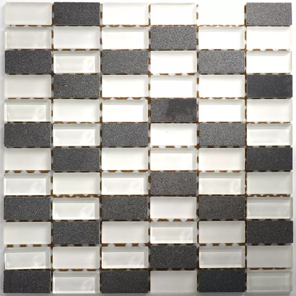 Azulejos De Mosaico Cristal Mármol 23x48x8mm Blanco Mezcla