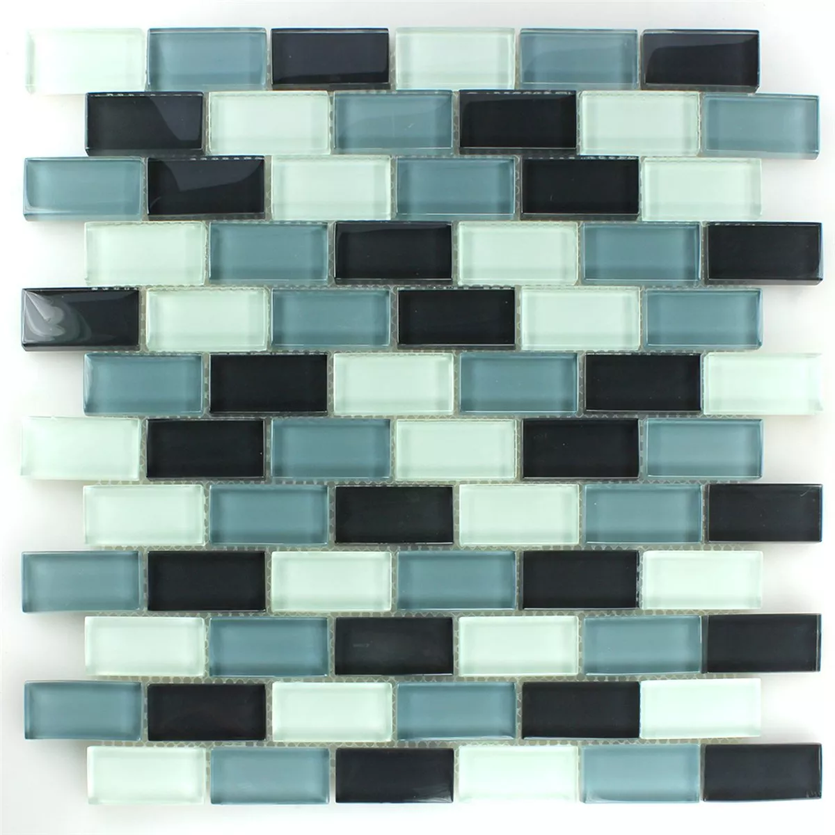 Muestra Azulejos De Mosaico Cristal Brick Gris Mezcla