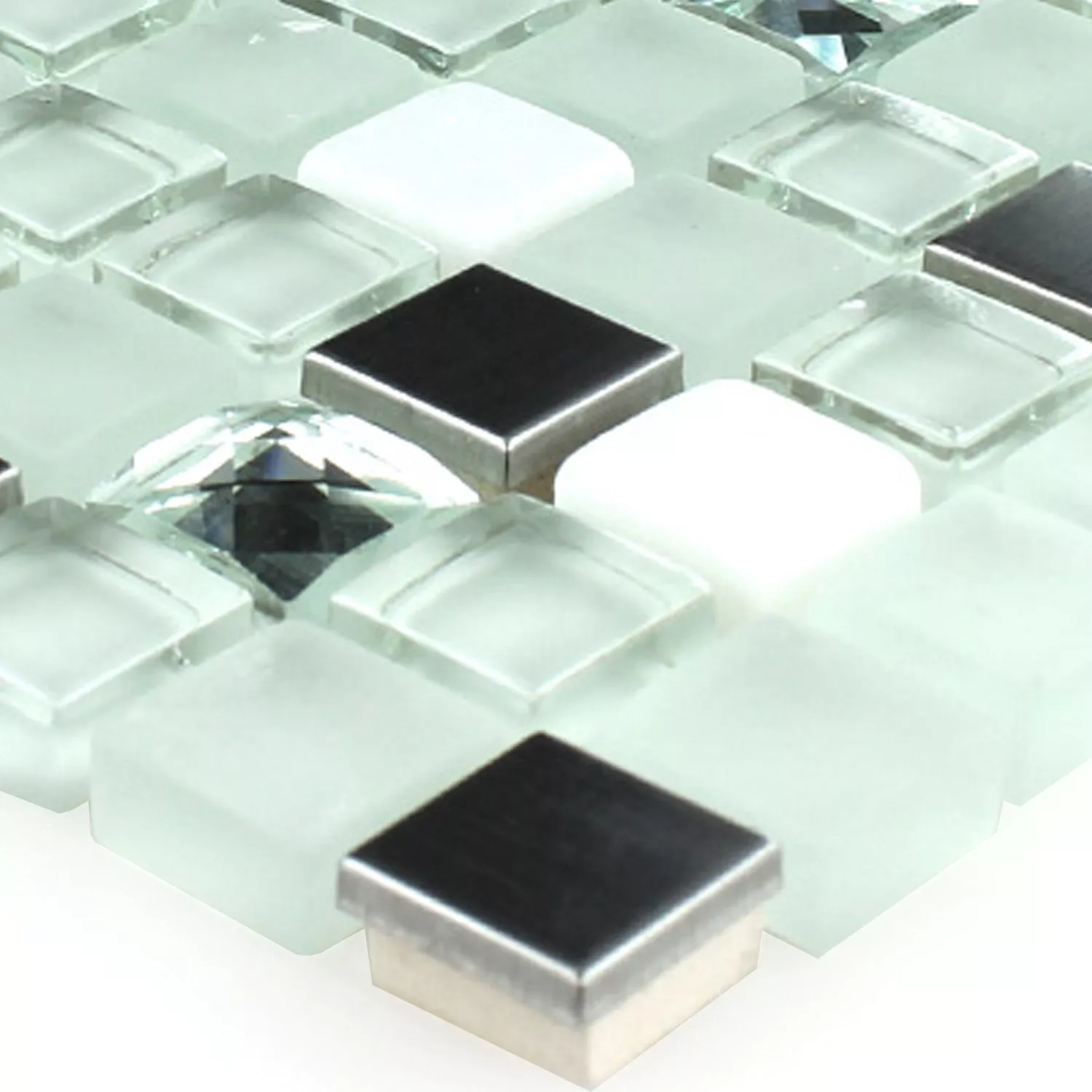 Azulejos De Mosaico Cristal Acero Inoxidable Turquesa Diamante