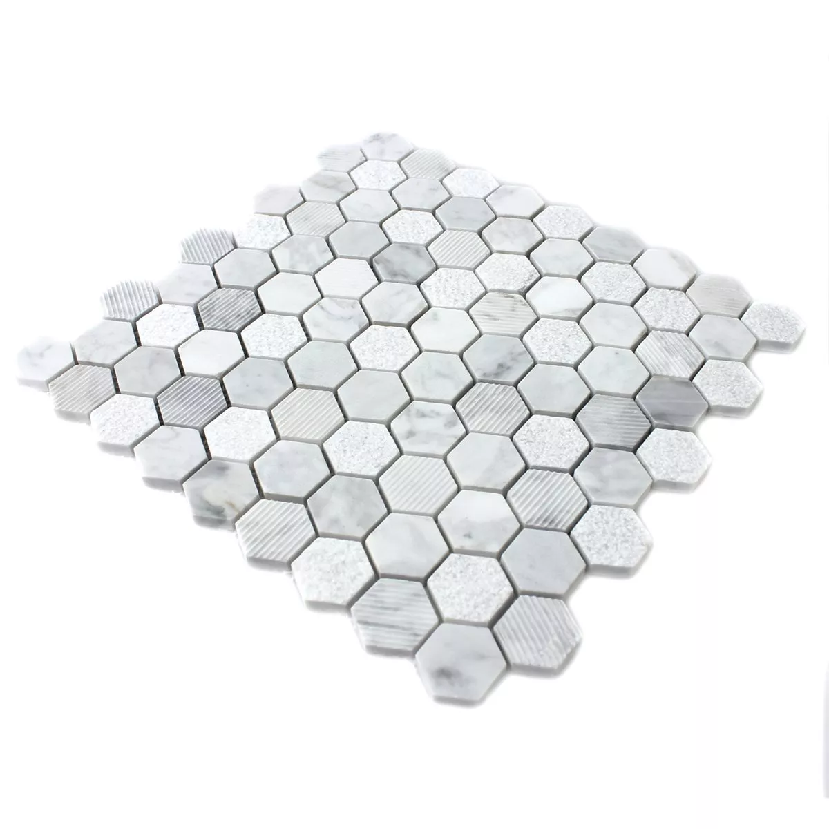 Azulejos De Mosaico Hexagonales Piedra Natural Carrara Blanco