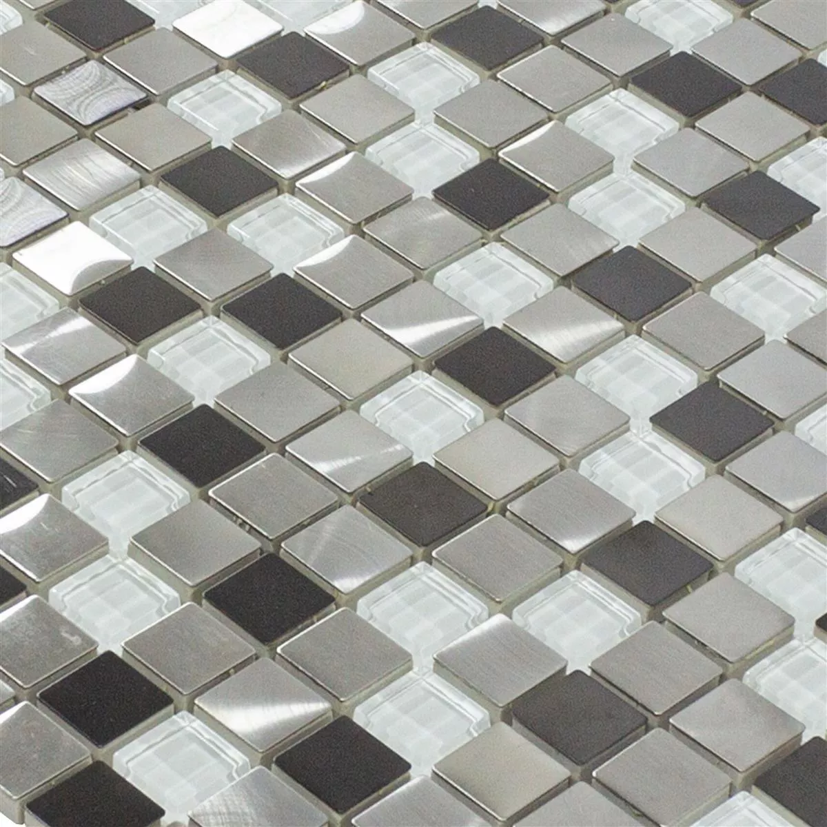 Cristal Metal Acero Inoxidable Azulejos De Mosaico Stella Blanco Plateado