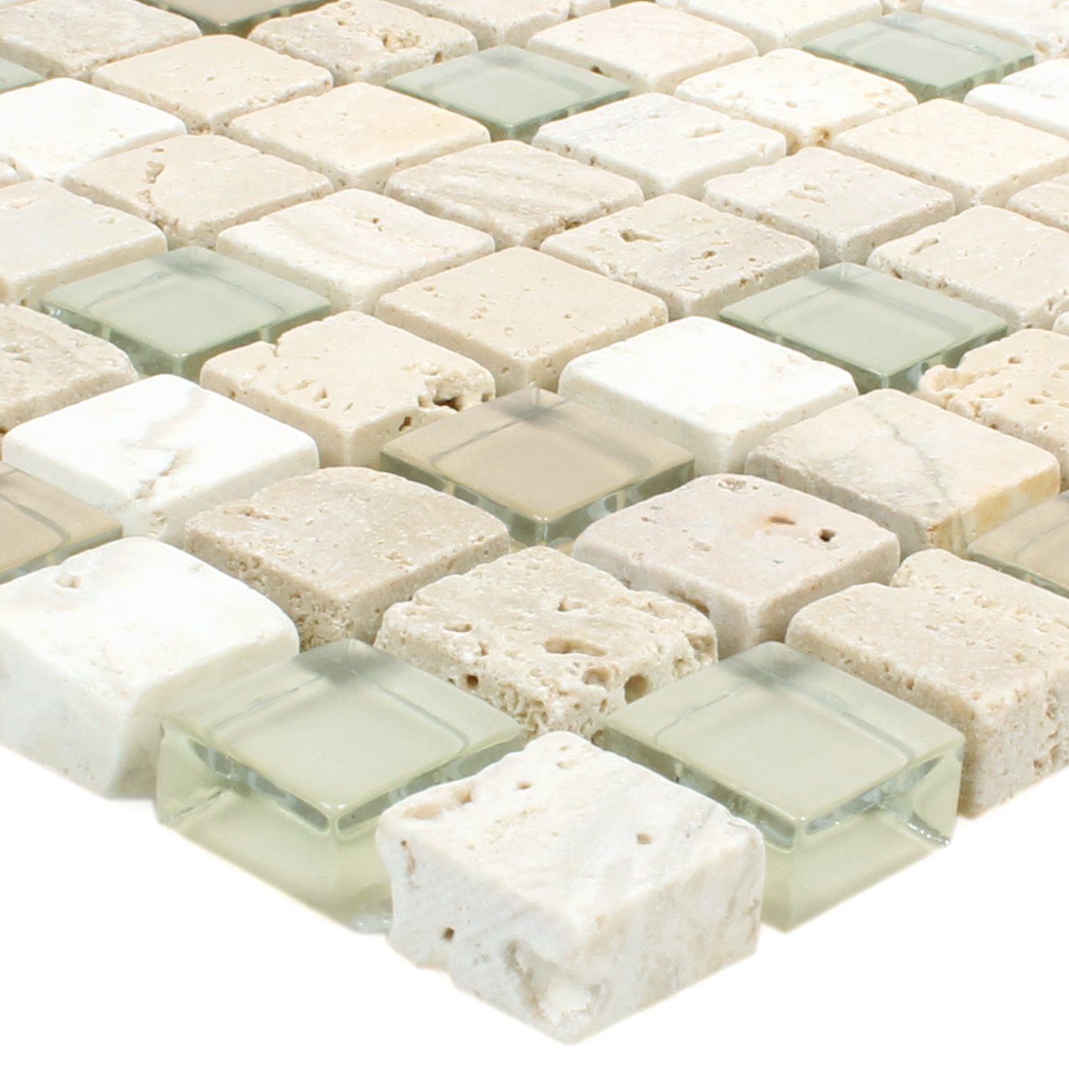 Azulejos De Mosaico Milos Cristal Piedra Natural Mezcla Beige Cuadrado