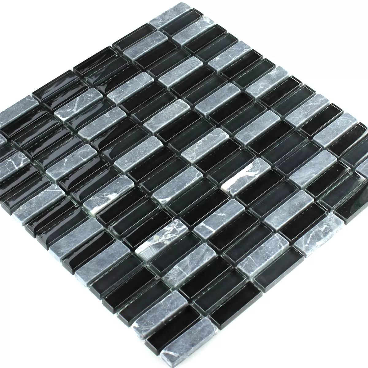 Azulejos De Mosaico Cristal Mármol Negro Gris Mezcla