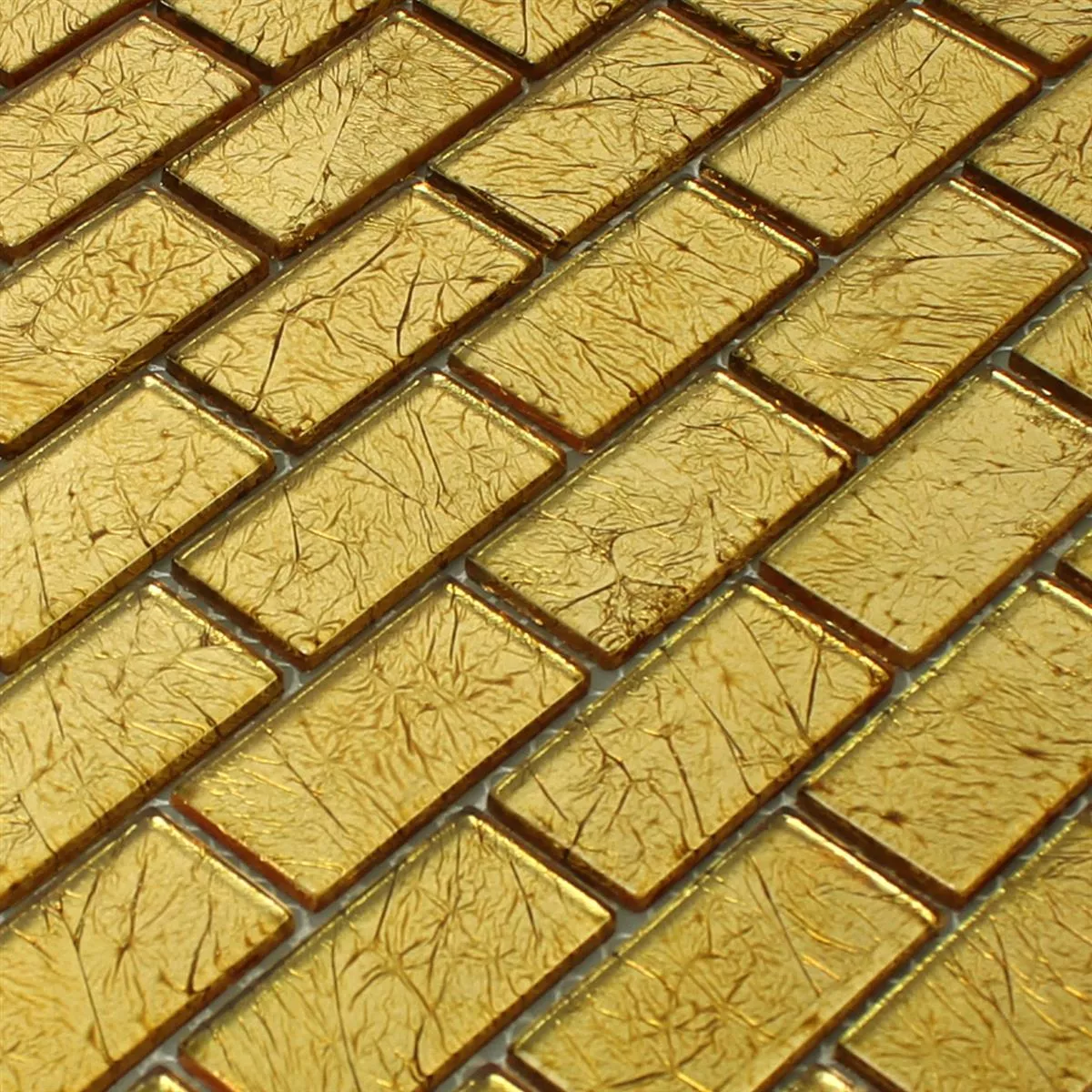 Muestra Azulejos De Mosaico Cristal Brick Oro Estructura