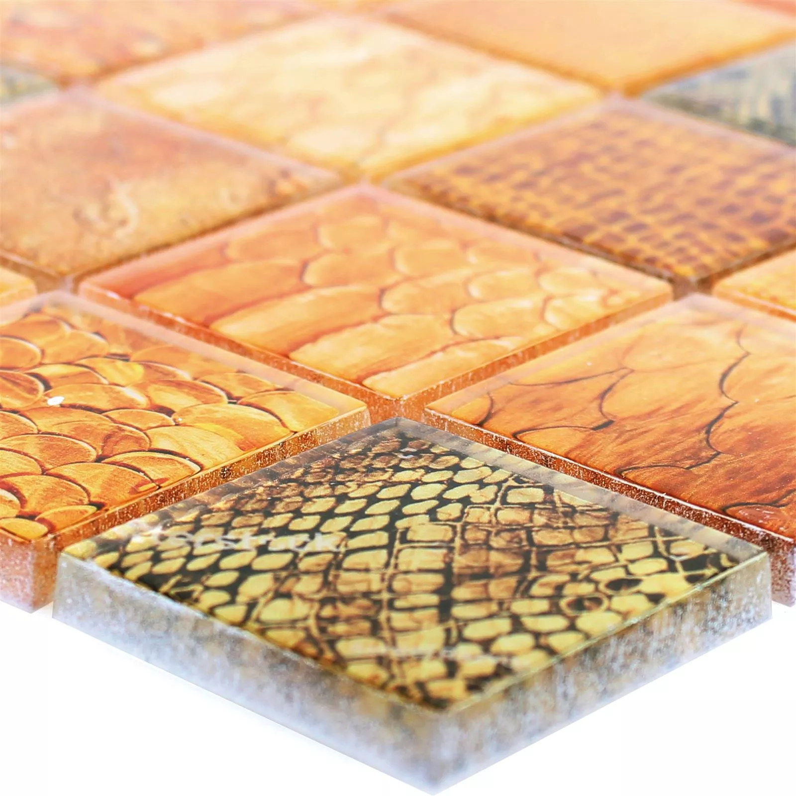 Muestra Mosaico De Cristal Azulejos Python Naranja