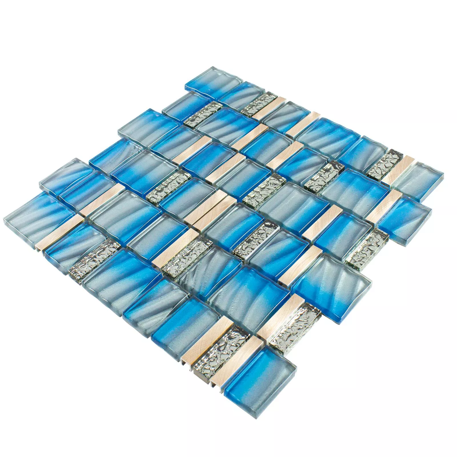 Cristal Metal Azulejos De Mosaico Union Azul Cobre