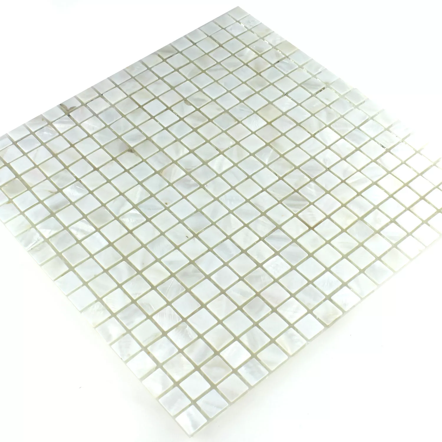 Azulejos De Mosaico Cristal Efecto Nacarado Marfil Blanco 15x15x8mm