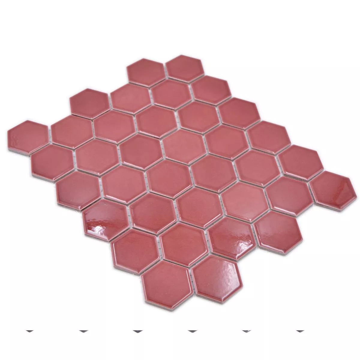 Muestra de Mosaico Cerámico Salomon Hexagonales Bordeaux Rojo H51