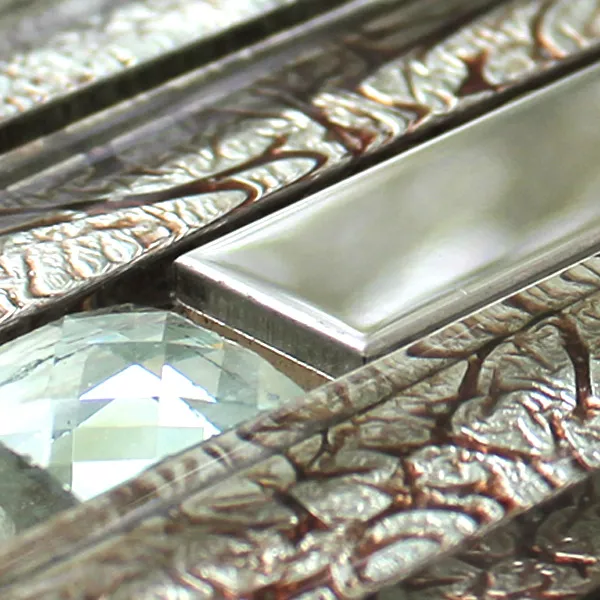Azulejos De Mosaico Cristal Acero Inoxidable Diamante Pulido
