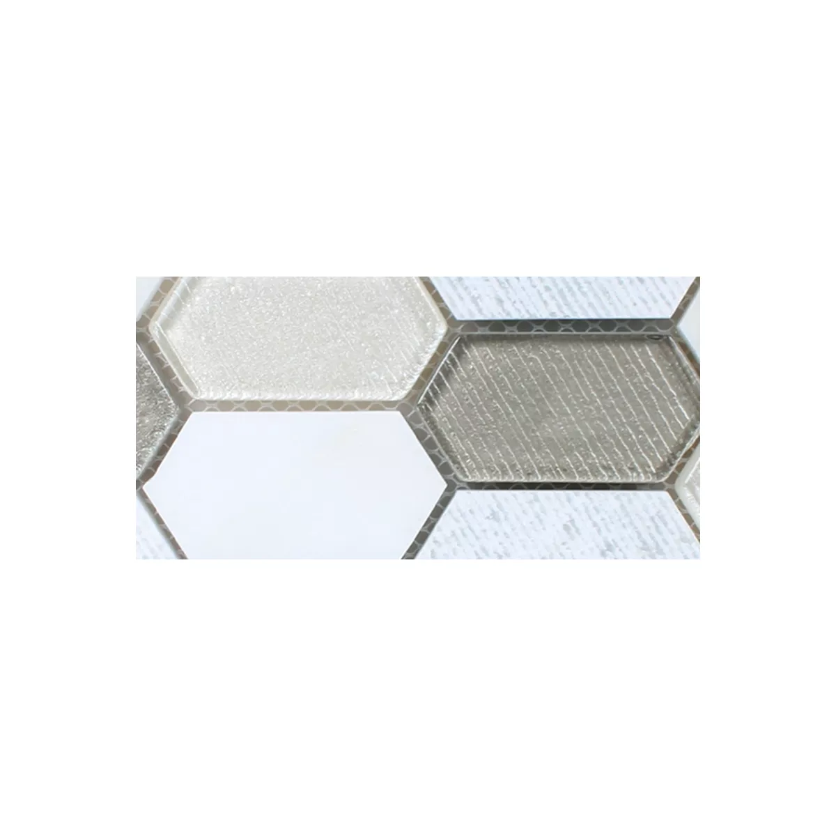 Muestra Azulejos De Mosaico Februata Hexagonales Blanco Marrón