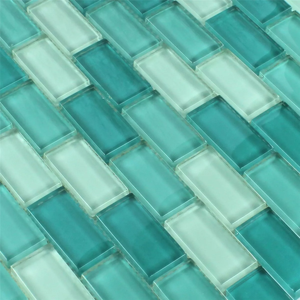 Muestra Azulejos De Mosaico Cristal Brick Verde Mezcla