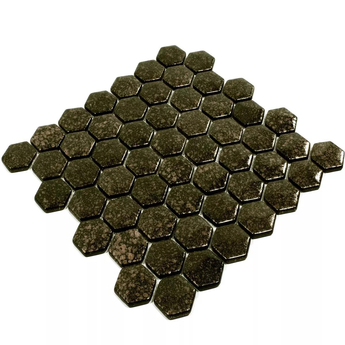Mosaico de Cristal Azulejos Leopard Hexagonales 3D Oro