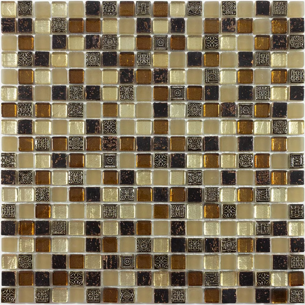 Muestra Cristal Mármol Azulejos De Mosaico Kingsburg Marrón Mix