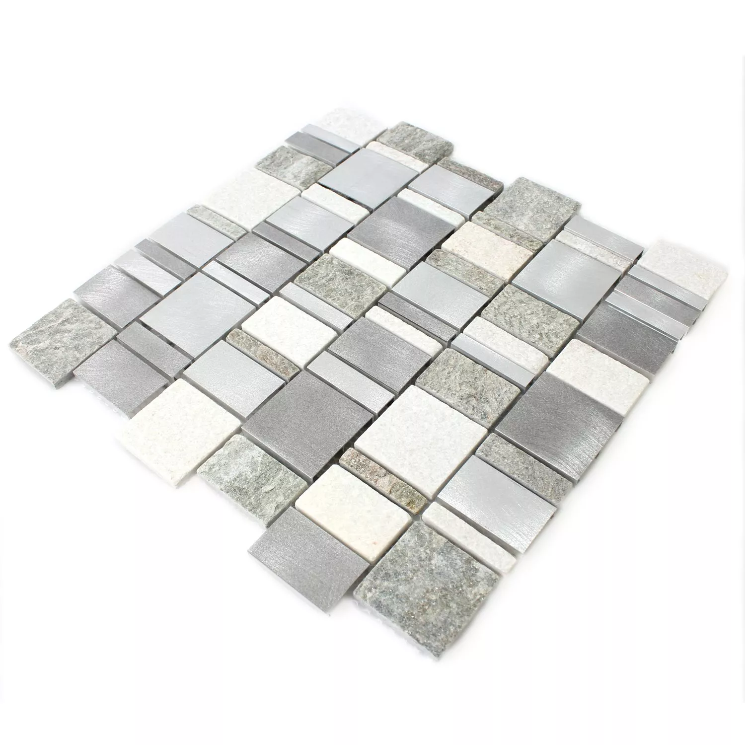 Azulejos De Mosaico Piedra Natural Metal Plateado