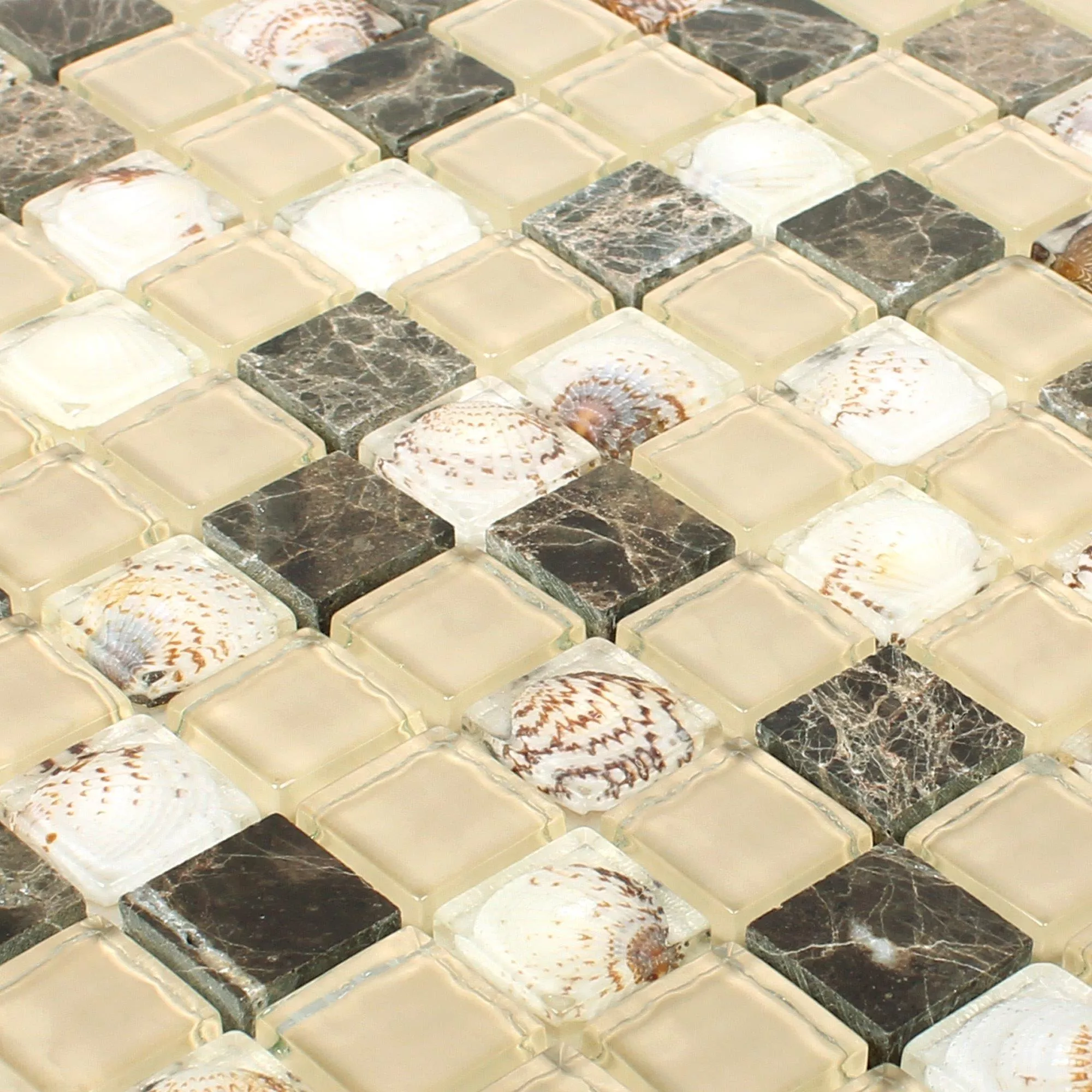 Mosaico De Cristal Azulejos De Piedra Natura Tatvan Concha Marrón Beige
