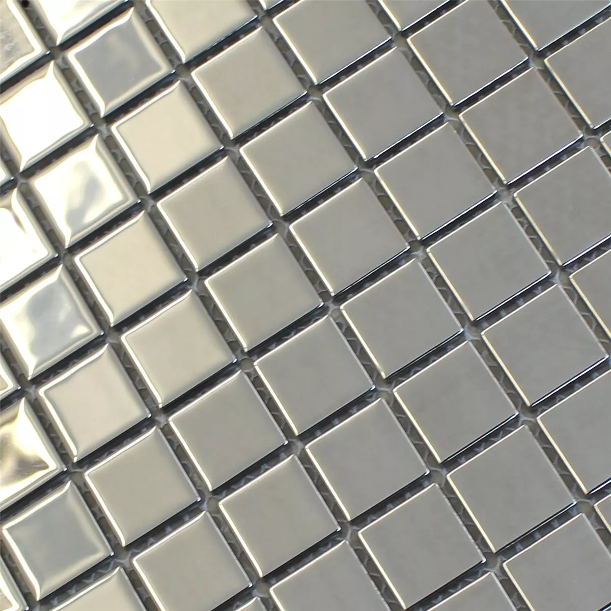 Mosaico De Cristal Azulejos Plateado Uni 25x25x4mm