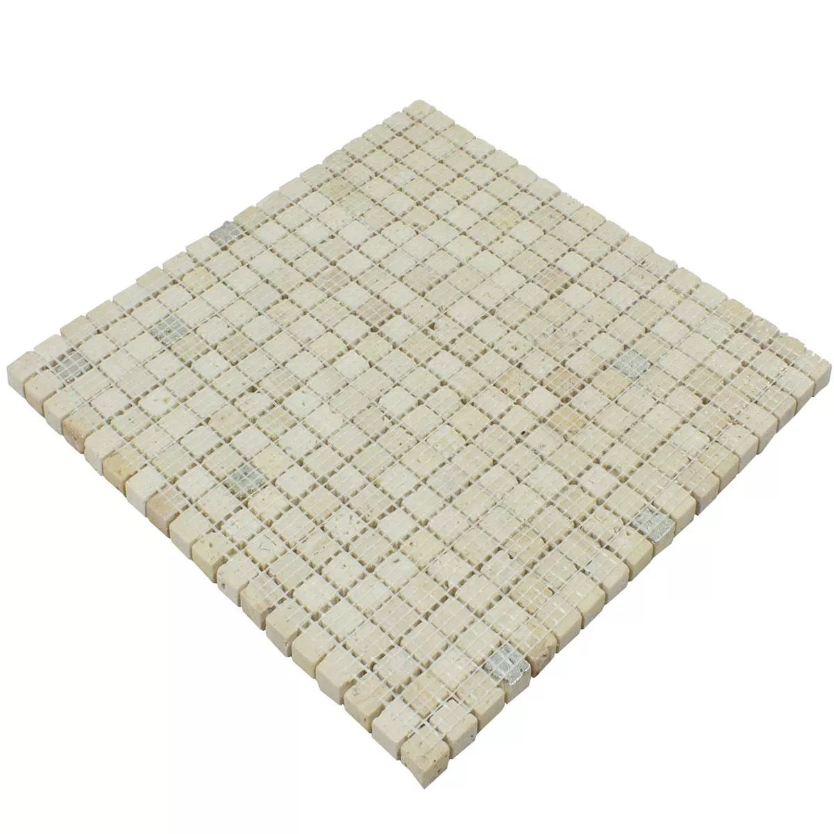 Muestra Mármol Mosaico De Piedra Natural Azulejos Antika Mix Plateado Crema