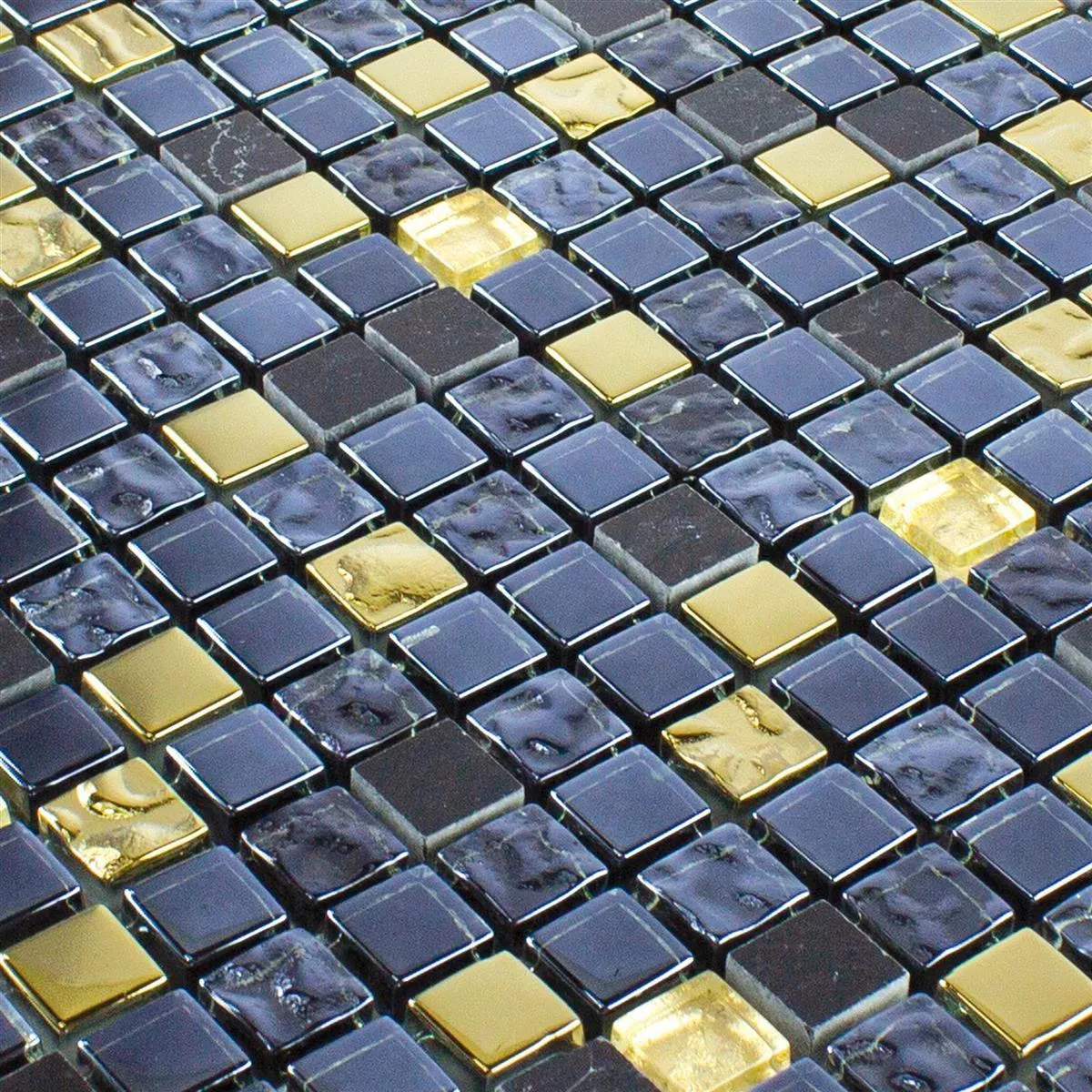 Cristal Piedra Natural Azulejos De Mosaico Cooktown Negro Oro