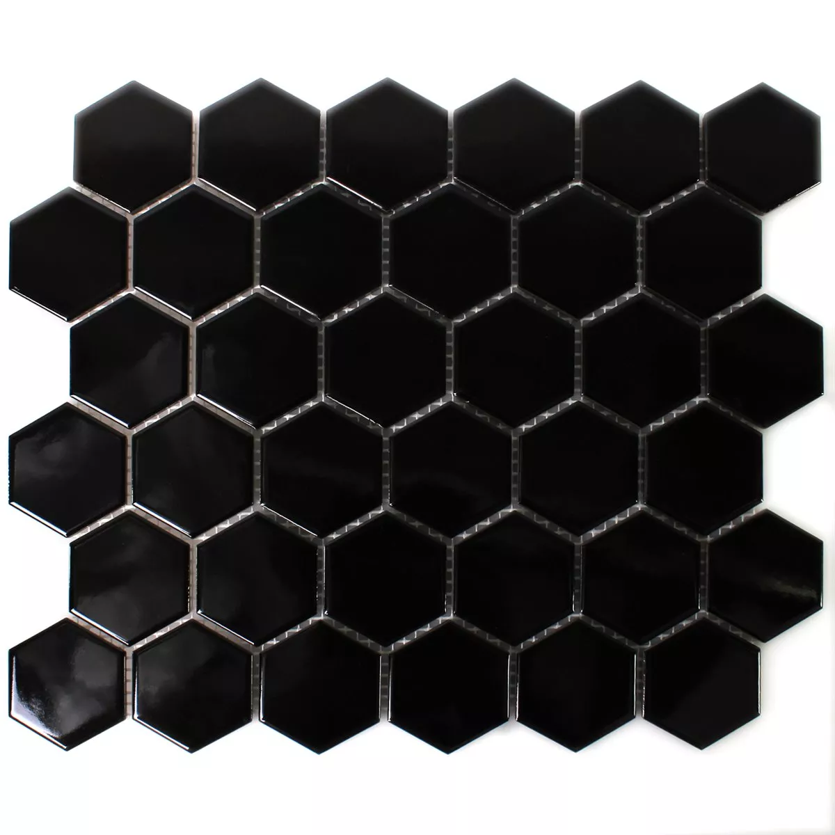 Azulejos De Mosaico Cerámica Hexagonales Negro Brillante H51