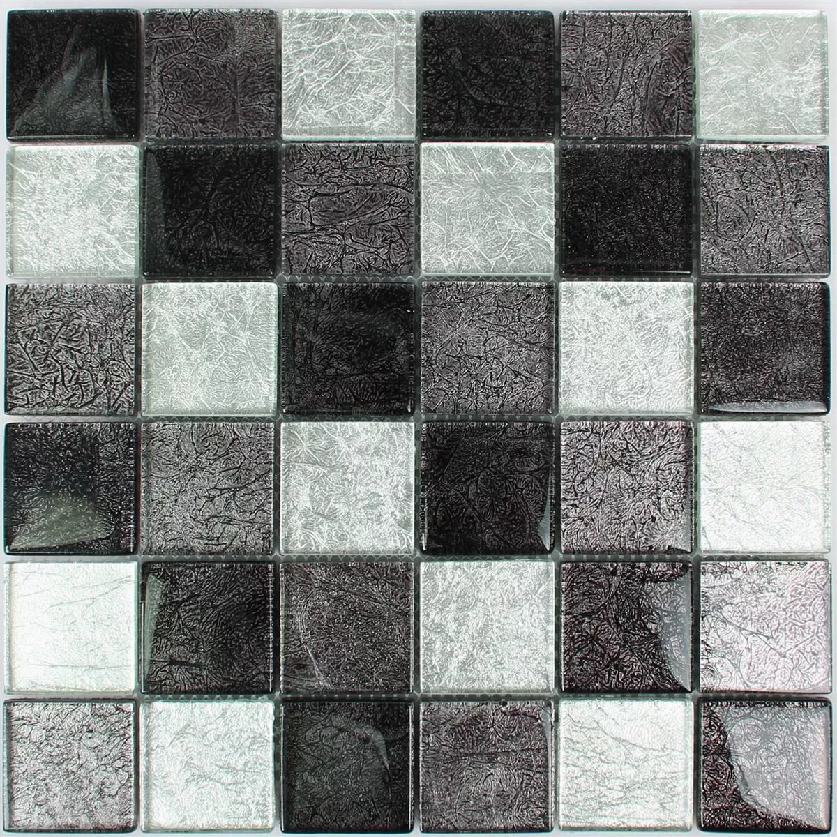 Mosaico De Cristal Azulejos Curlew Negro Plateado 48