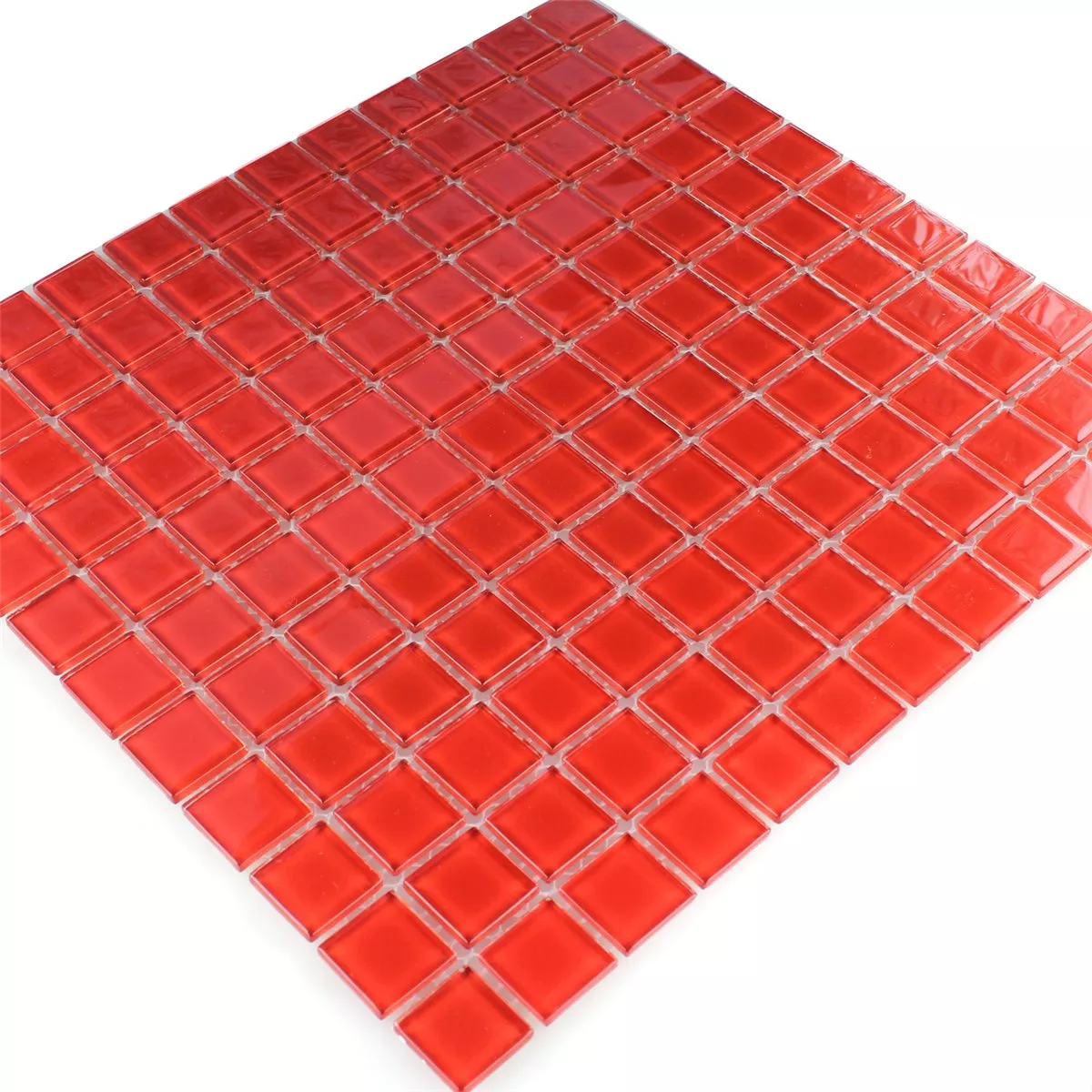 Azulejos De Mosaico Cristal Rojo Uni 25x25x4mm