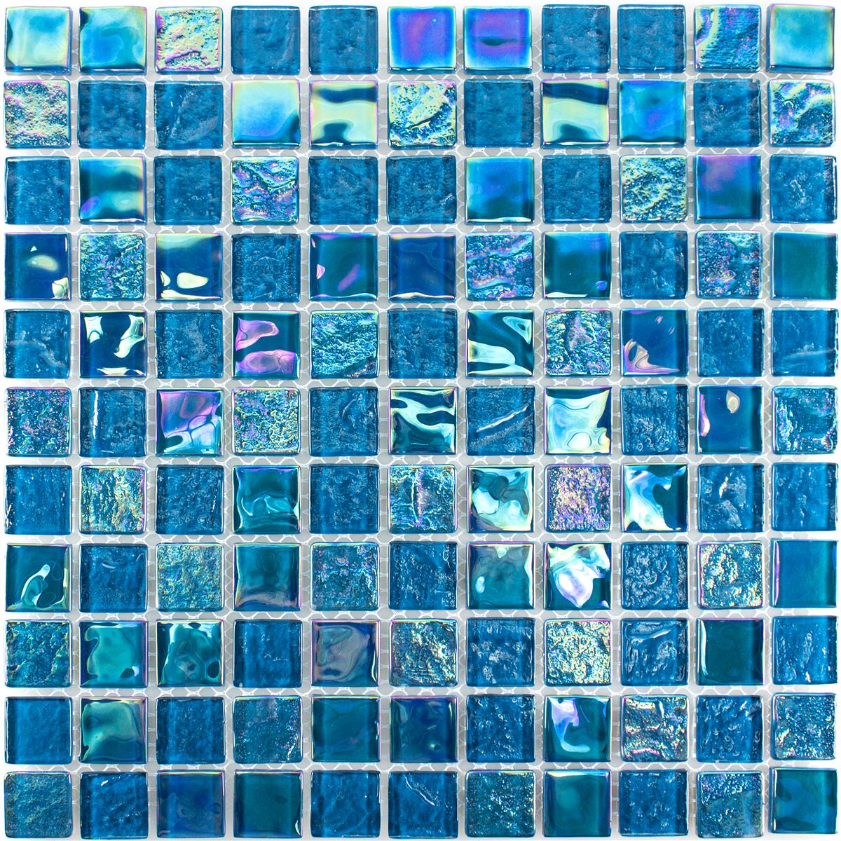 Mosaico de Cristal Azulejos Efecto Nacarado Carlos Azul 23