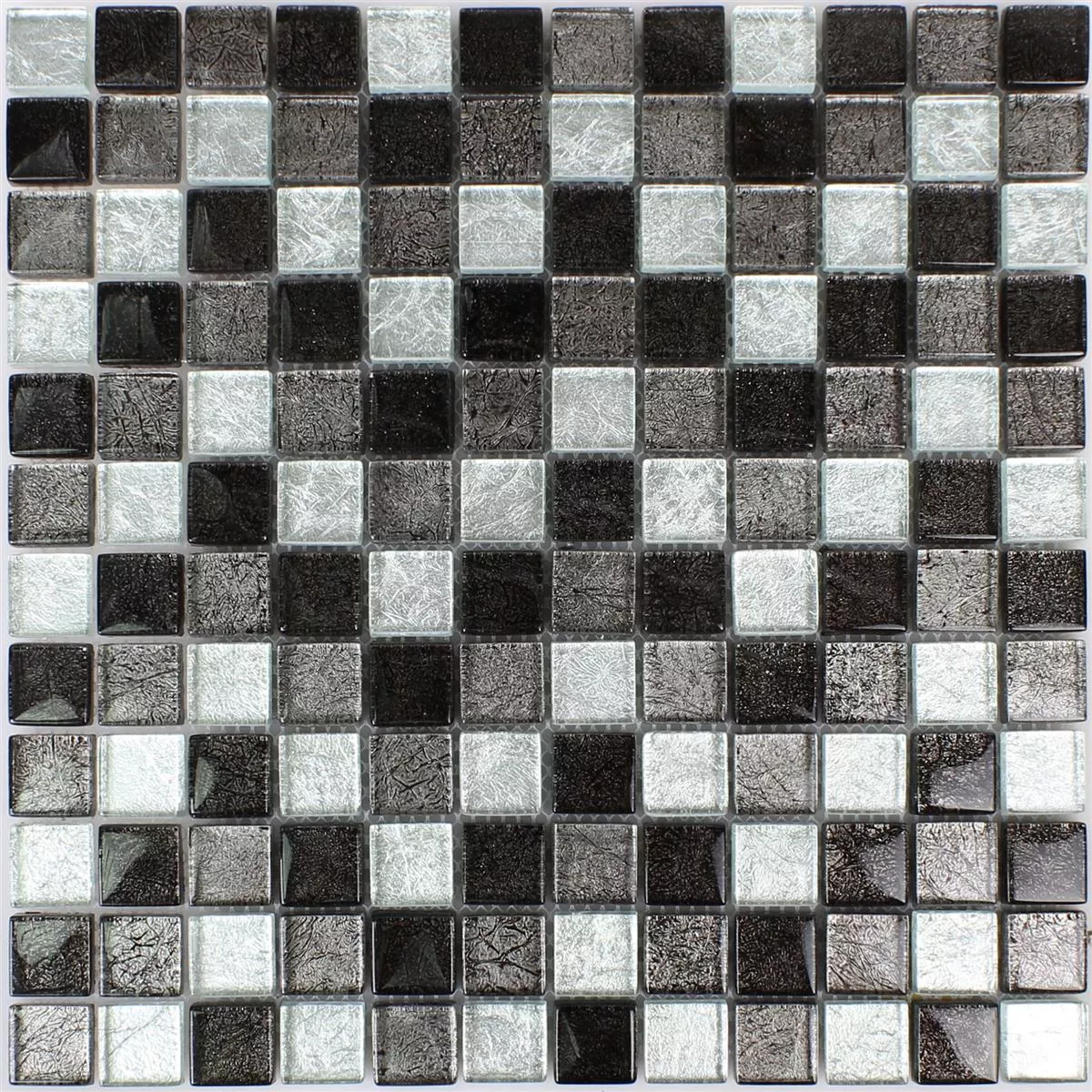 Mosaico De Cristal Azulejos Curlew Negro Plateado 23