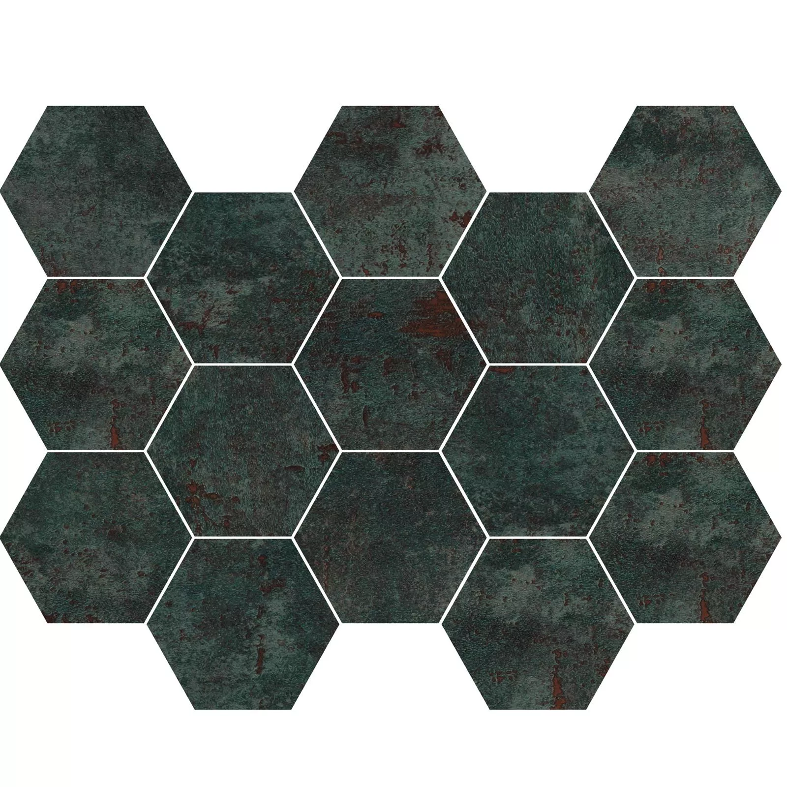 Azulejos De Mosaico Phantom Sea Green Hexagonales Pulido
