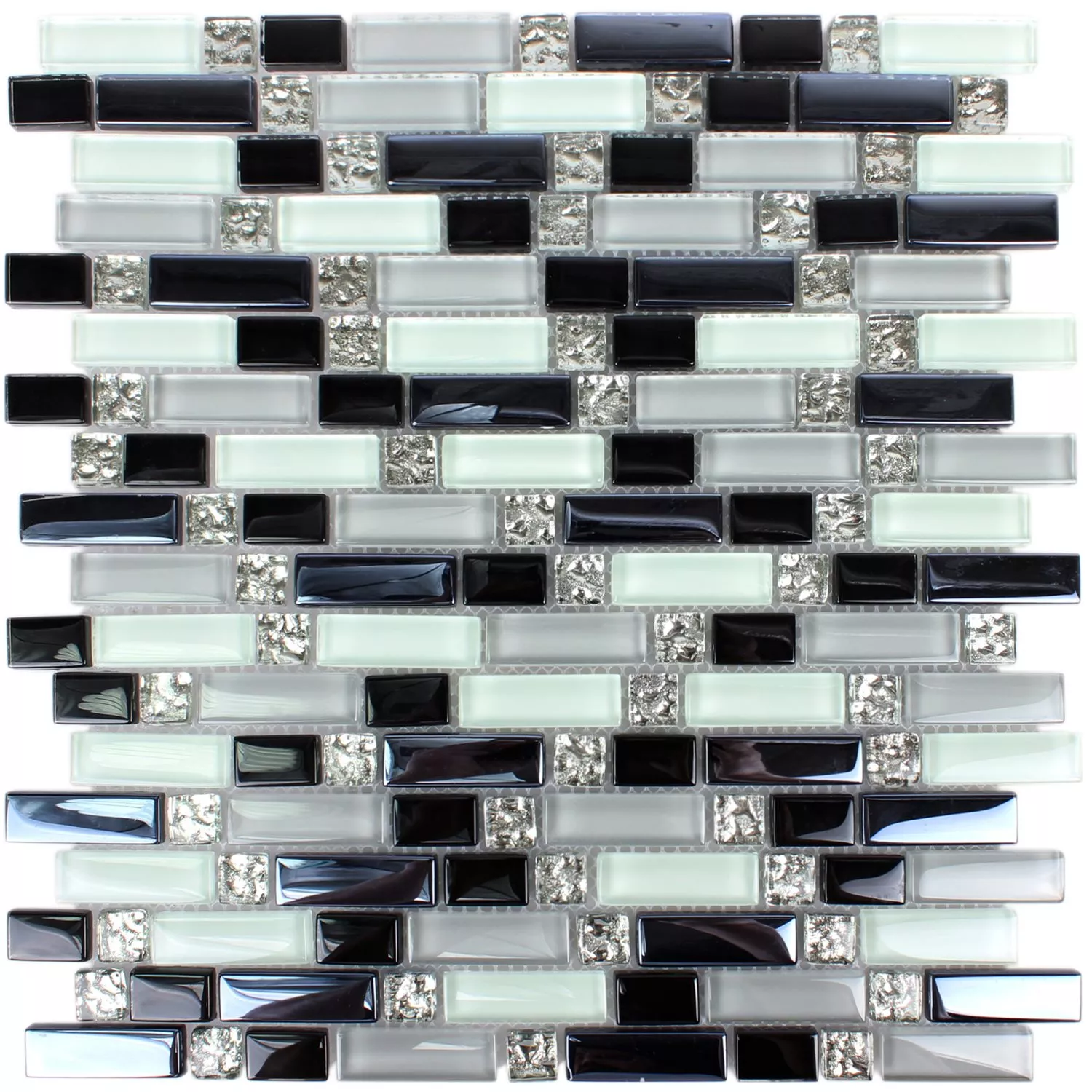 Muestra Mosaico De Cristal Azulejos Minaki Negro Blanco Gris