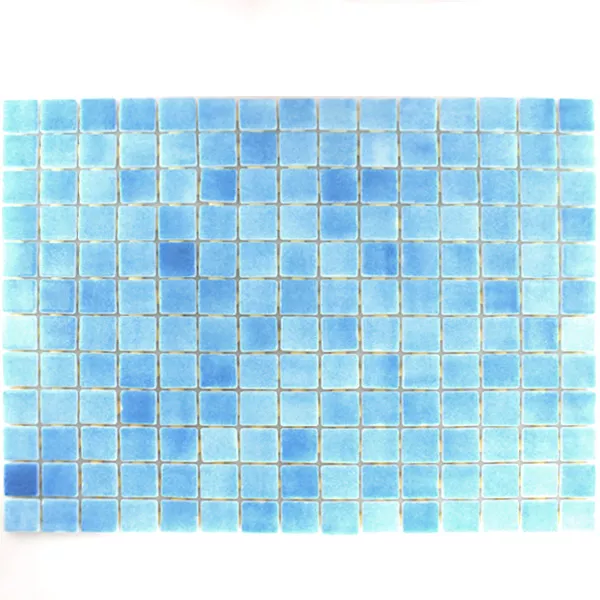 Muestra Cristal Piscina Mosaico  Azul Claro Mezcla