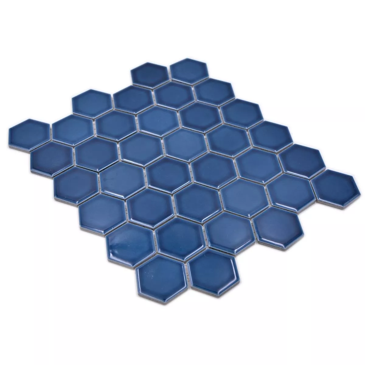 Muestra de Mosaico Cerámico Salomon Hexagonales Azul Verde H51