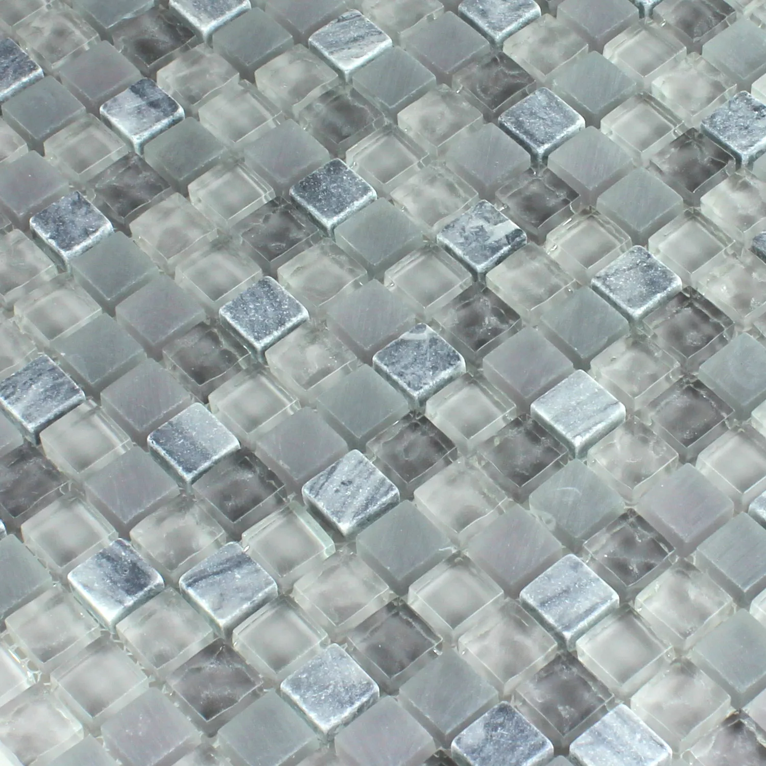 Azulejos De Mosaico Cristal Mármol Festus Gris Claro Negro