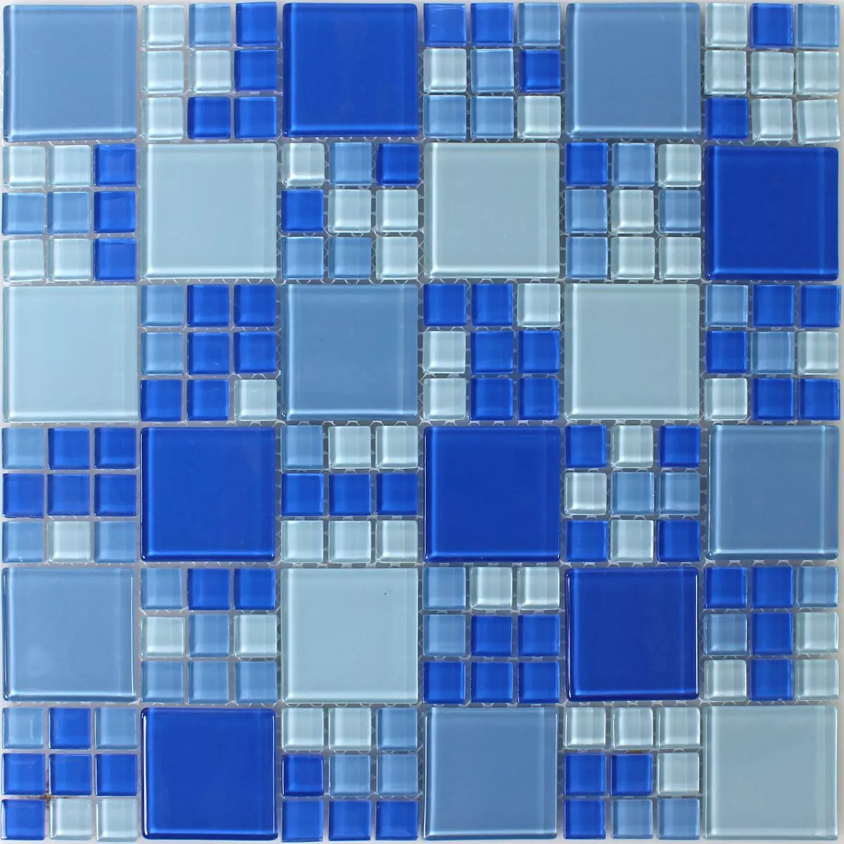 Muestra Azulejos De Mosaico Cristal Azul Claro
