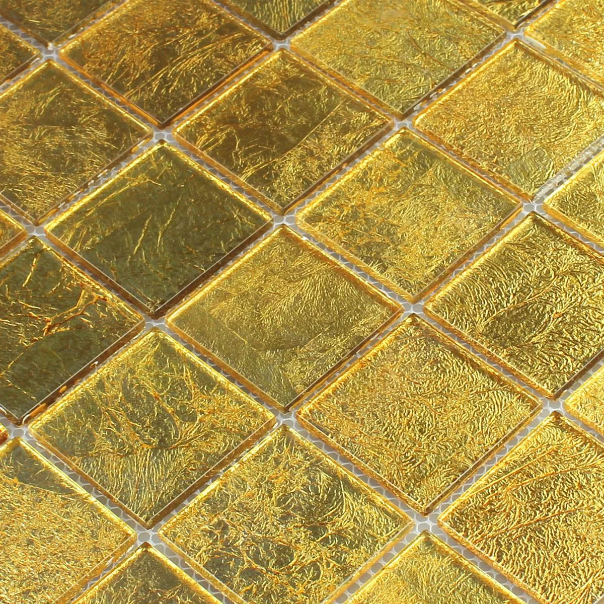 Azulejos De Mosaico Cristal Efecto Oro 48x48x4mm