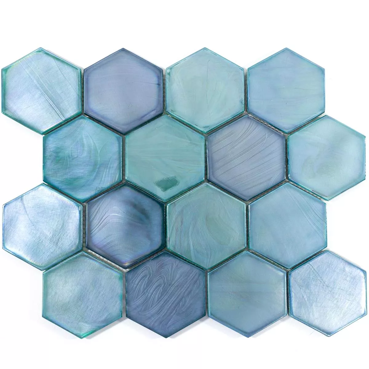 Mosaico de Cristal Azulejos Andalucia Hexagonales Lago Verde