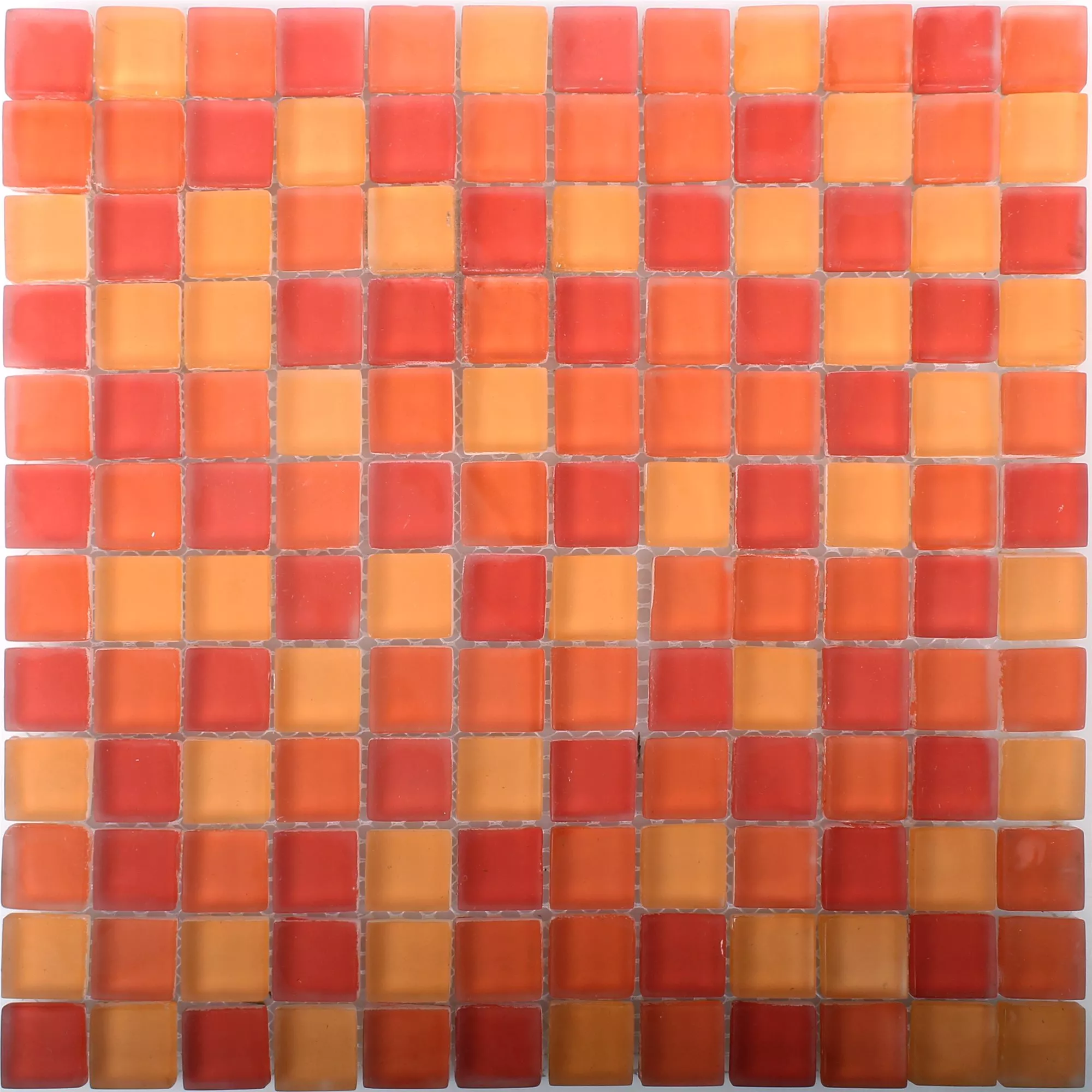 Muestra Mosaico De Cristal Azulejos Blossom Rojo Naranja Mezcla Mate